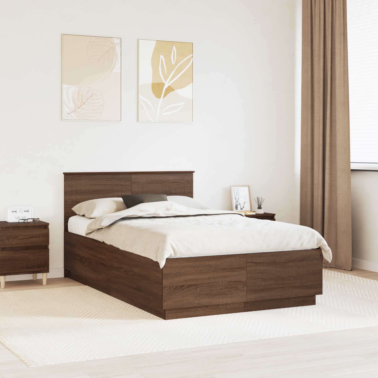 Cadre de lit Chêne brun 135 x 190 cm Bois d'ingénierie - XIOS