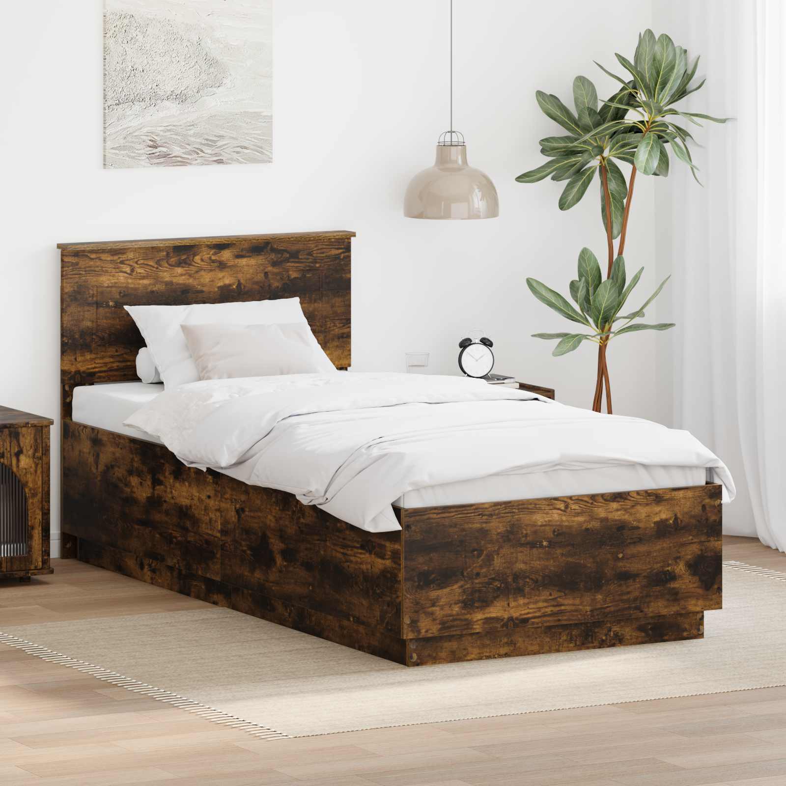Cadre de lit Chêne fumé 100 x 200 cm Bois d'ingénierie - XIOS