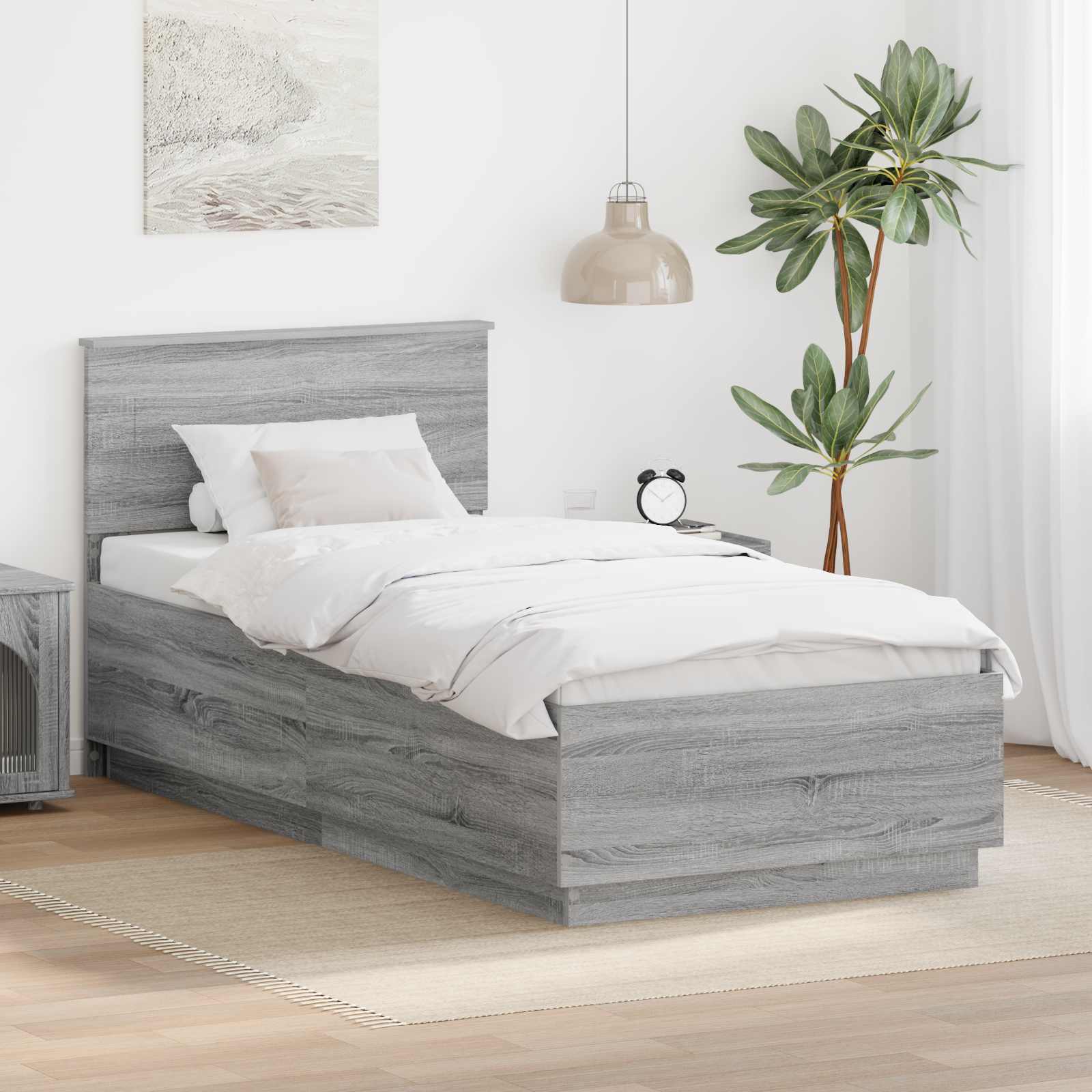 Cadre de lit Gris Sonoma 100 x 200 cm Bois d'ingénierie - XIOS