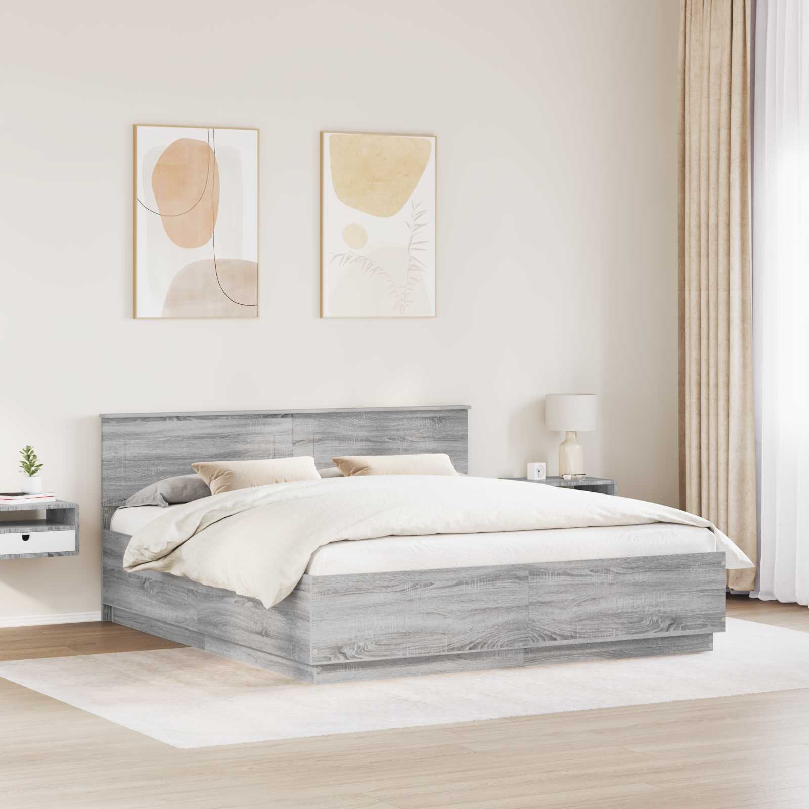 Cadre de lit Sonoma gris 180 x 200 cm Bois d'ingénierie - XIOS
