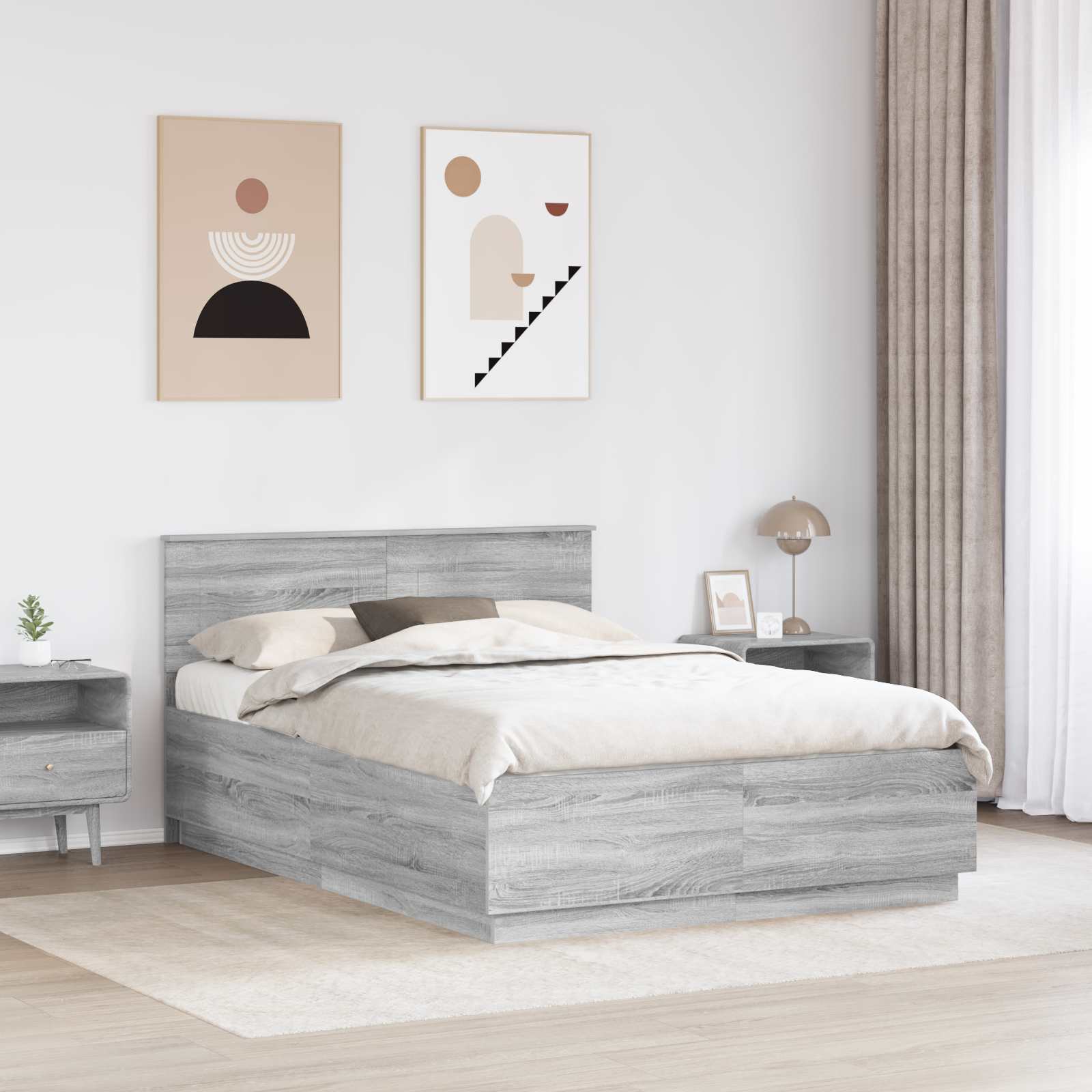 Cadre de lit Sonoma gris 150 x 200 cm Bois d'ingénierie - XIOS
