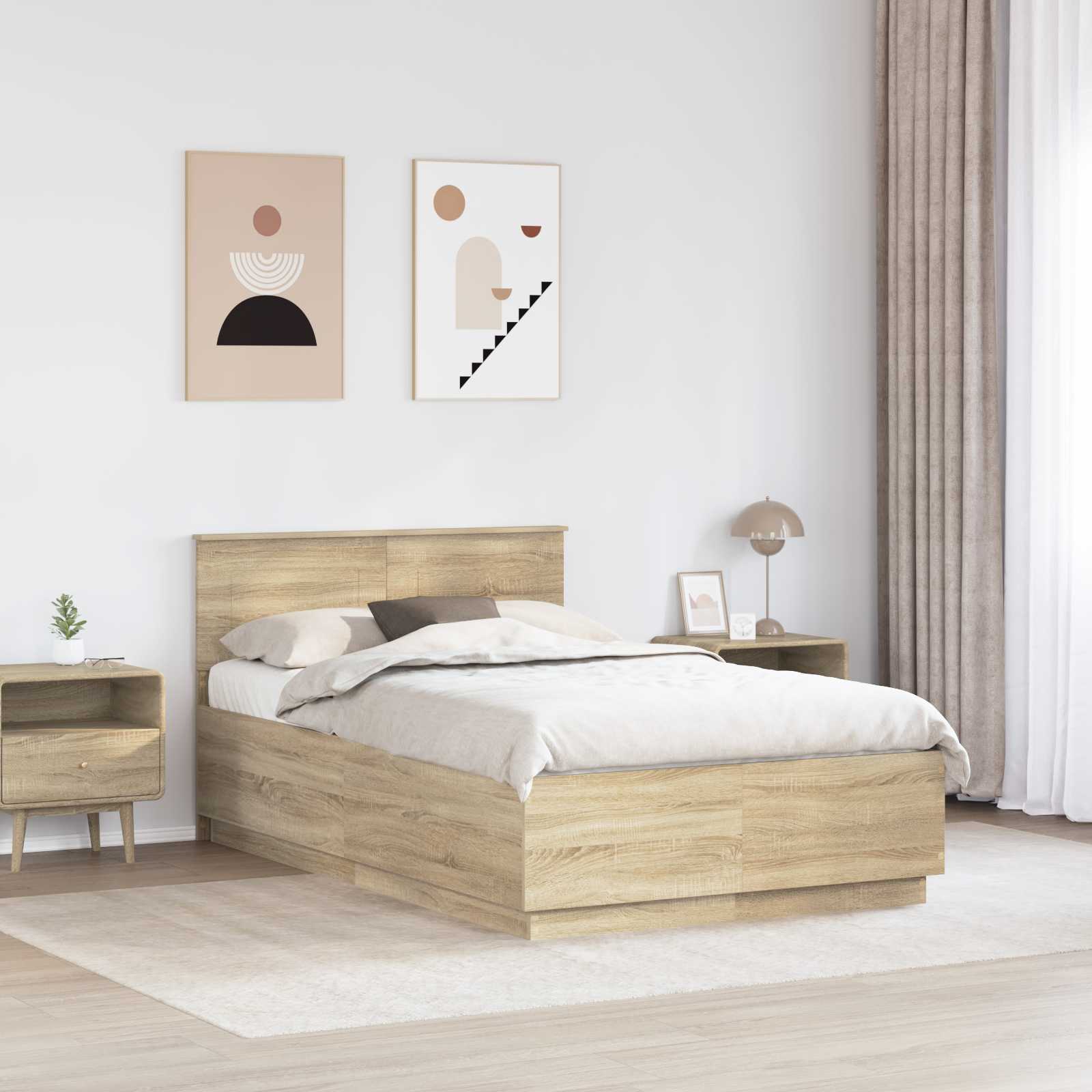 Cadre de lit Chêne Sonoma 135 x 190 cm Bois d'ingénierie - XIOS