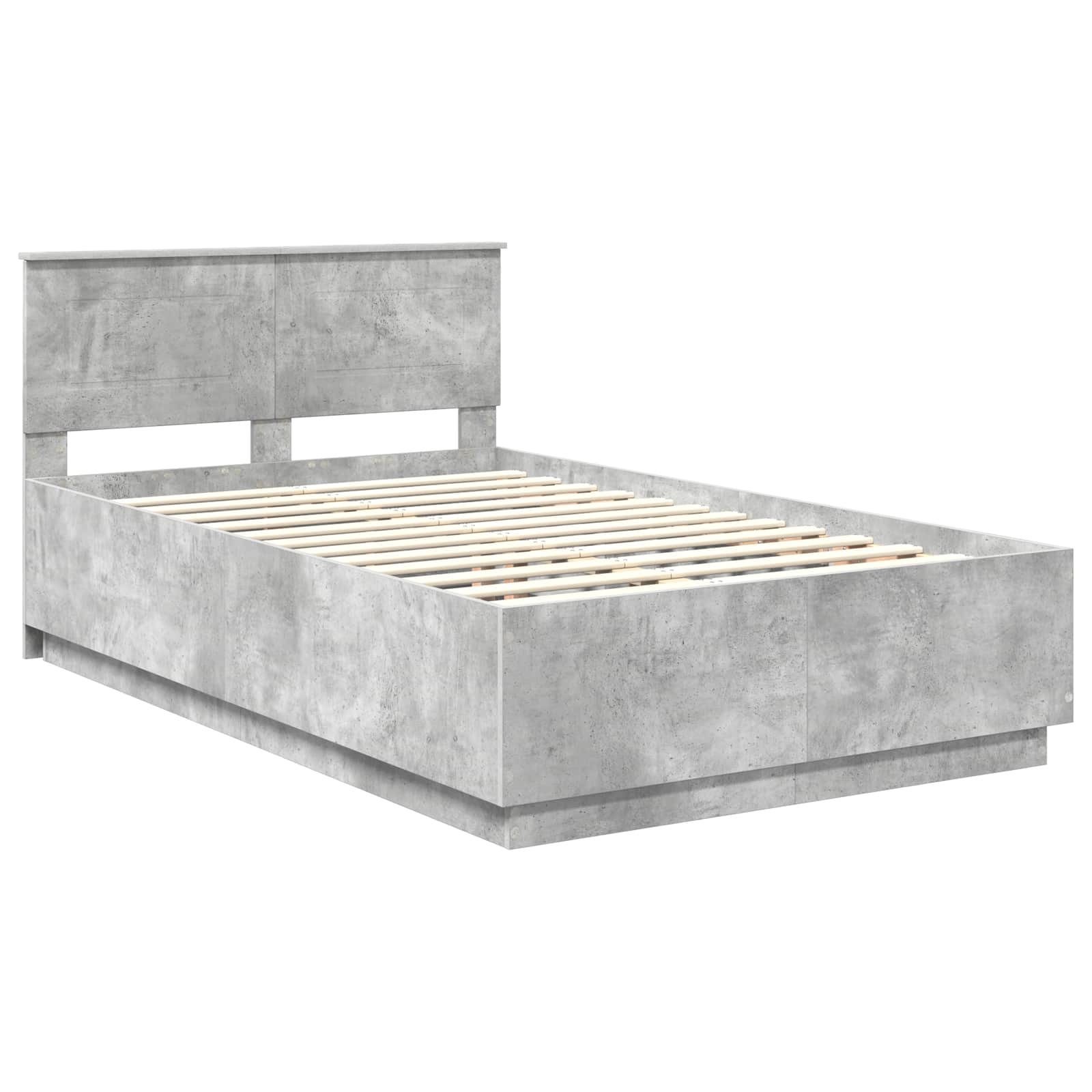 Cadre de lit Gris béton 135 x 190 cm Bois d'ingénierie - XIOS