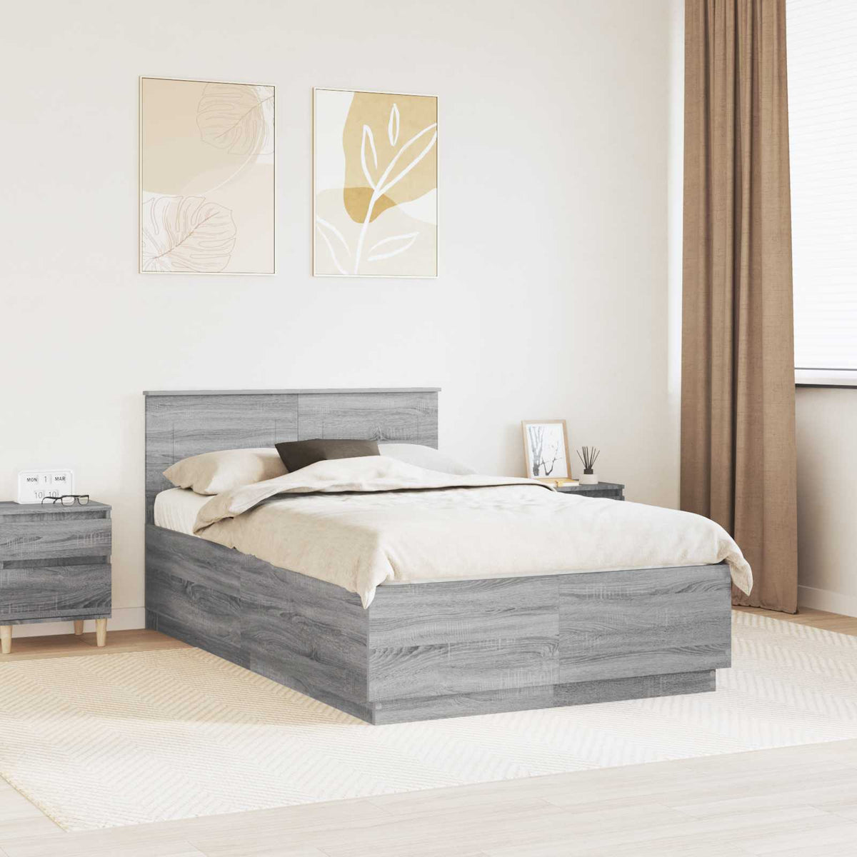Cadre de lit Sonoma gris 135 x 190 cm Bois d'ingénierie