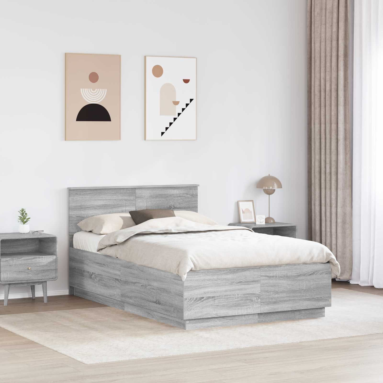 Cadre de lit Sonoma gris 120 x 190 cm Bois d'ingénierie - XIOS