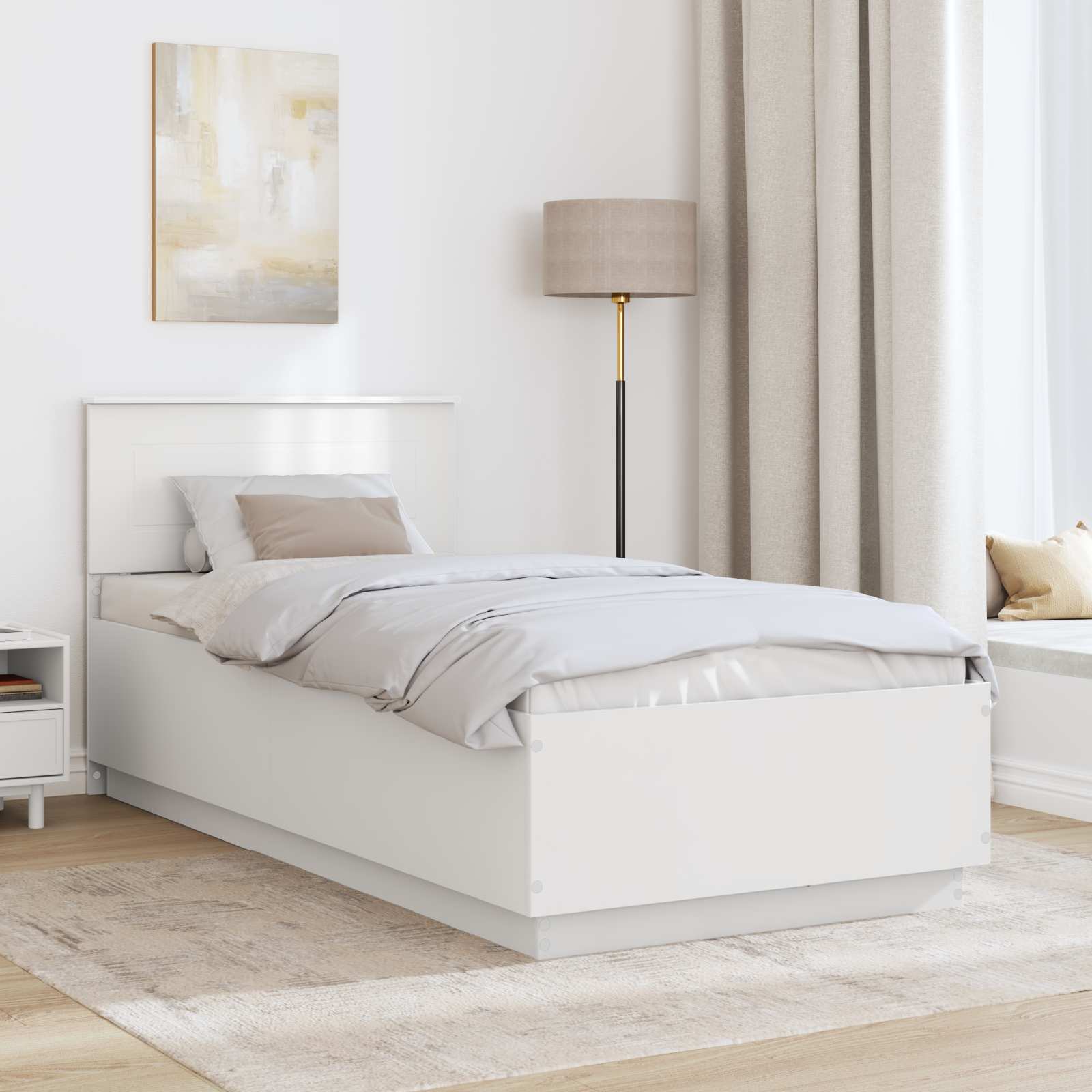 Cadre de lit Blanc 75 x 190 cm Bois d'ingénierie - XIOS