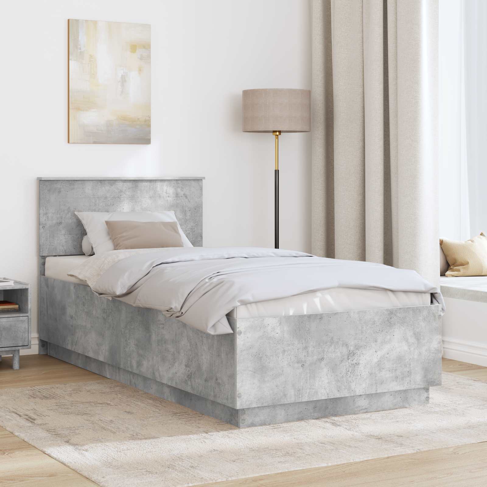 Cadre de lit Gris béton 70 x 190 cm Bois d'ingénierie - XIOS