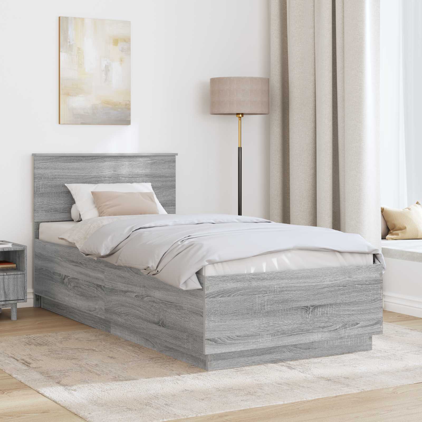 Cadre de lit Sonoma gris 70 x 190 cm Bois d'ingénierie - XIOS