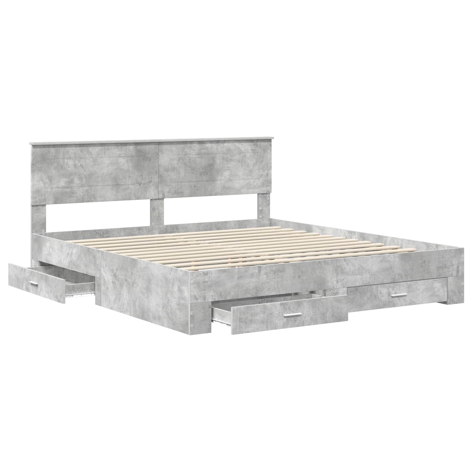 Cadre de lit Gris béton 200 x 200 cm Bois d'ingénierie - XIOS