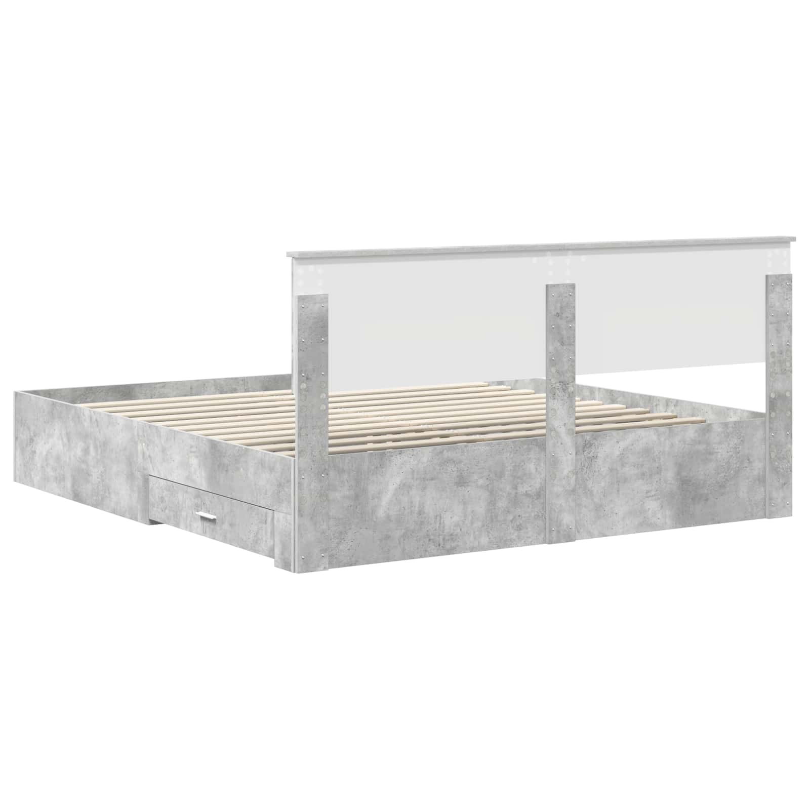 Cadre de lit Gris béton 200 x 200 cm Bois d'ingénierie - XIOS