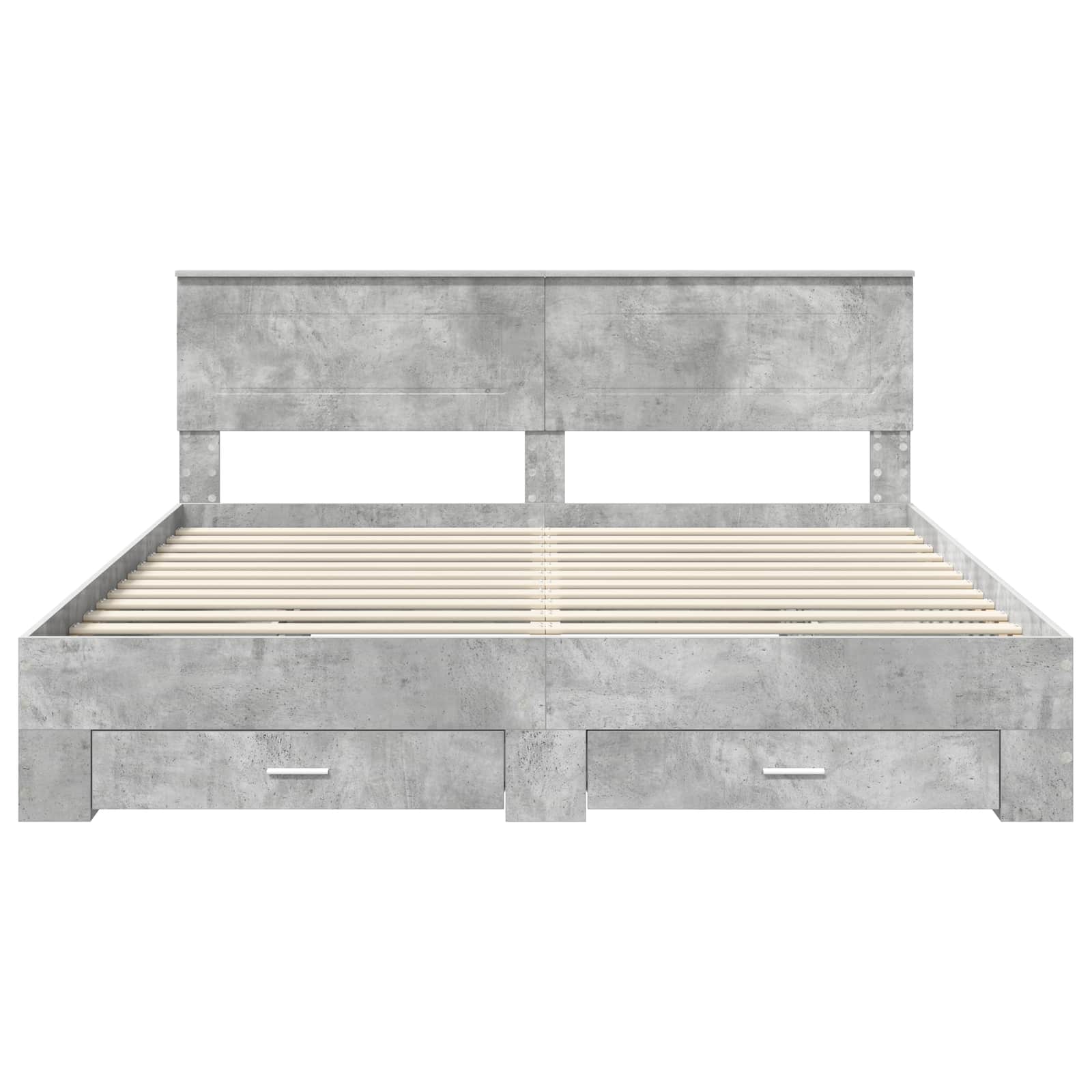 Cadre de lit Gris béton 200 x 200 cm Bois d'ingénierie - XIOS