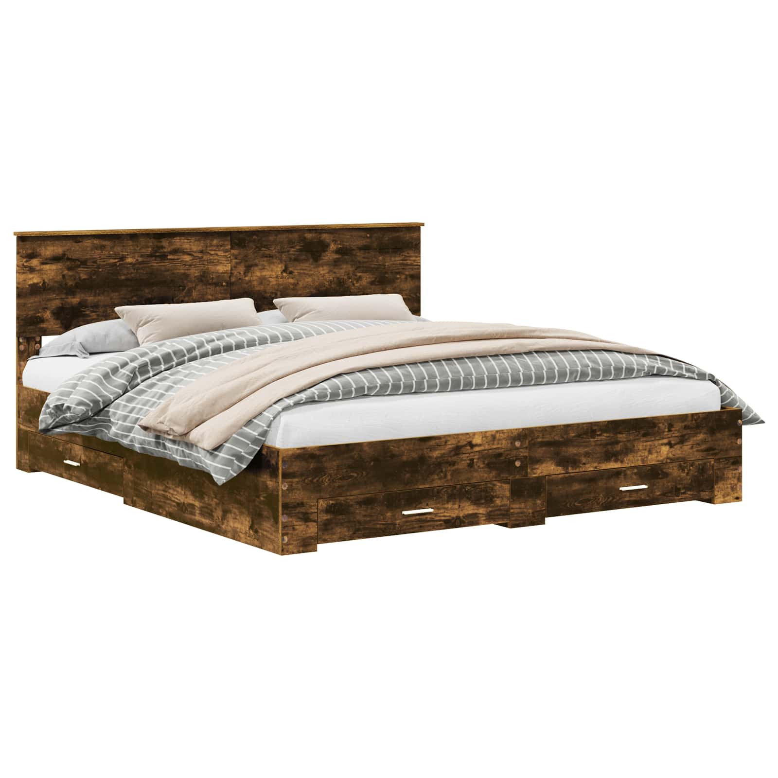 Cadre de lit Chêne fumé 200 x 200 cm Bois d'ingénierie - XIOS