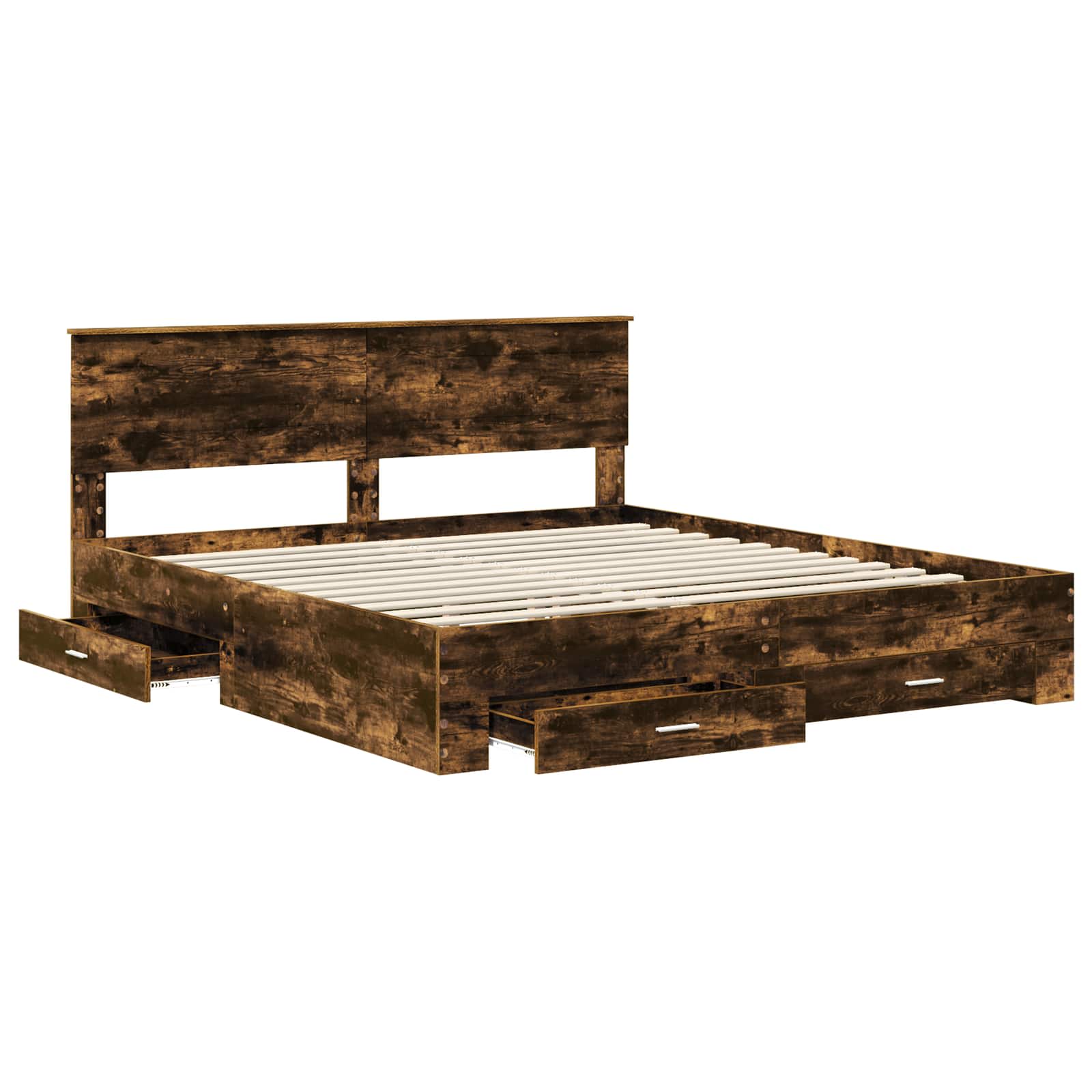 Cadre de lit Chêne fumé 200 x 200 cm Bois d'ingénierie - XIOS