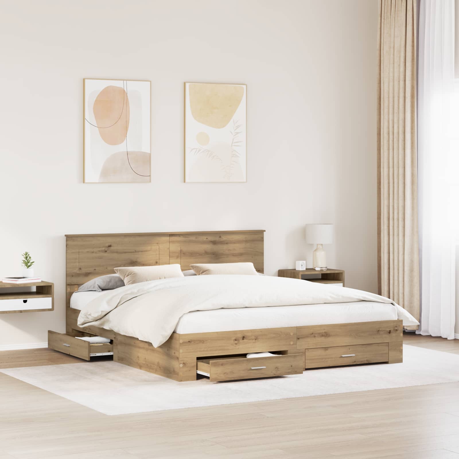 Cadre de lit Chêne artisanal 180 x 200 cm Bois d'ingénierie - XIOS