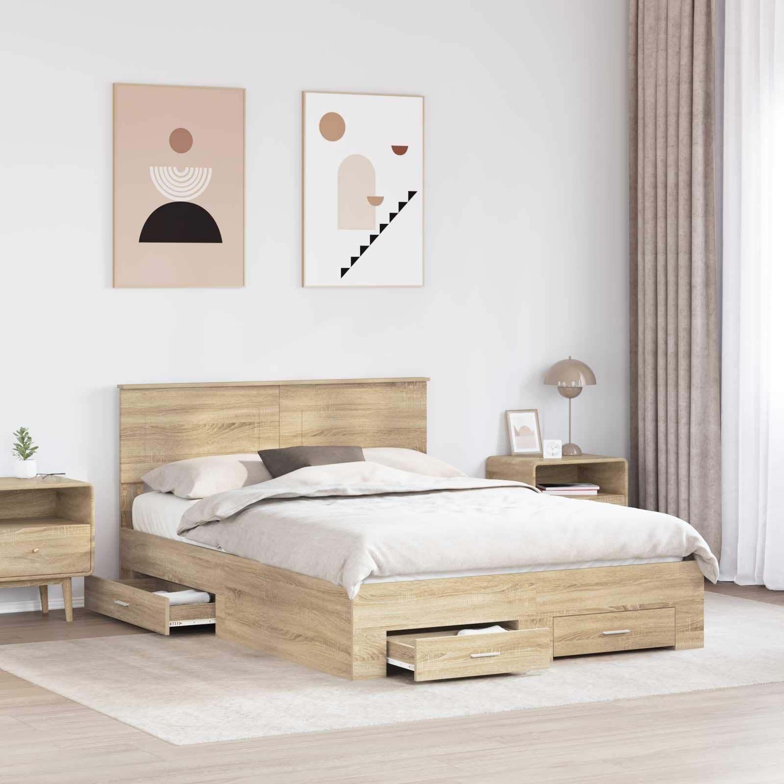Cadre de lit Chêne Sonoma 150 x 200 cm Bois d'ingénierie - XIOS