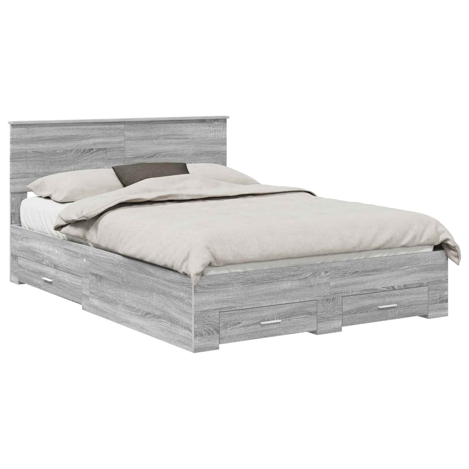 Cadre de lit Gris Sonoma 140 x 190 cm Bois d'ingénierie - XIOS