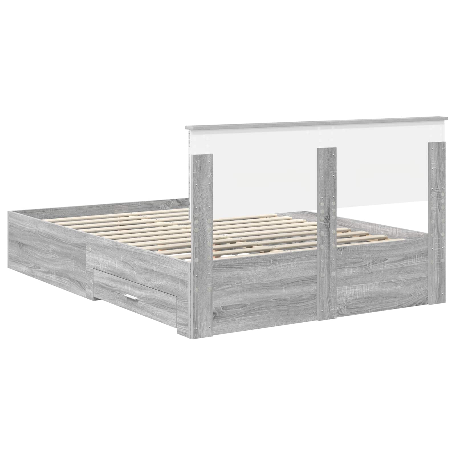 Cadre de lit Gris Sonoma 140 x 190 cm Bois d'ingénierie - XIOS