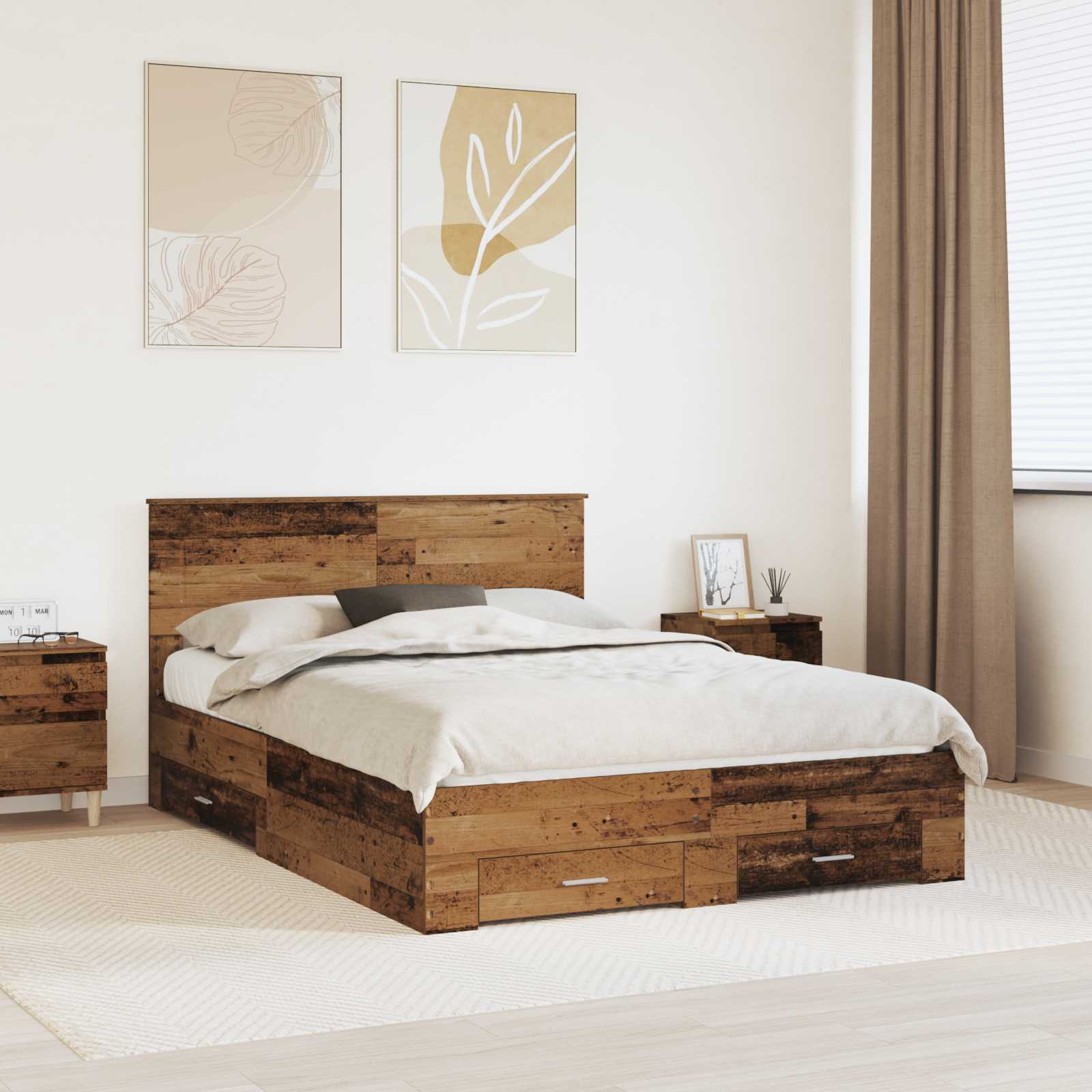 Cadre de lit Bois ancien 140 x 190 cm Bois d'ingénierie - XIOS