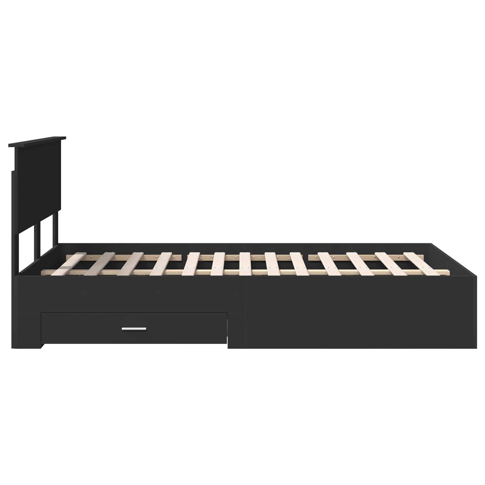 Cadre de lit avec tiroir Noir 135 x 190 cm Bois d'ingénierie - XIOS