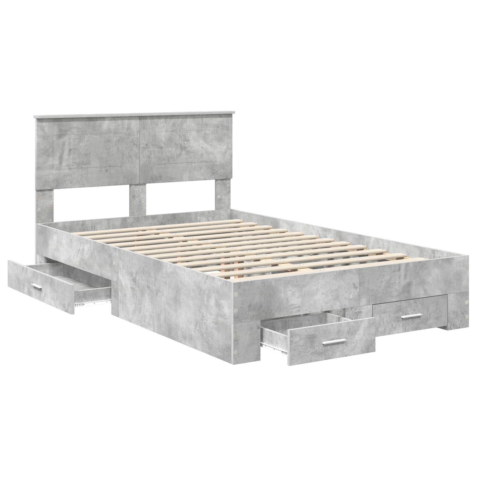 Cadre de lit Gris béton 135 x 190 cm Bois d'ingénierie - XIOS