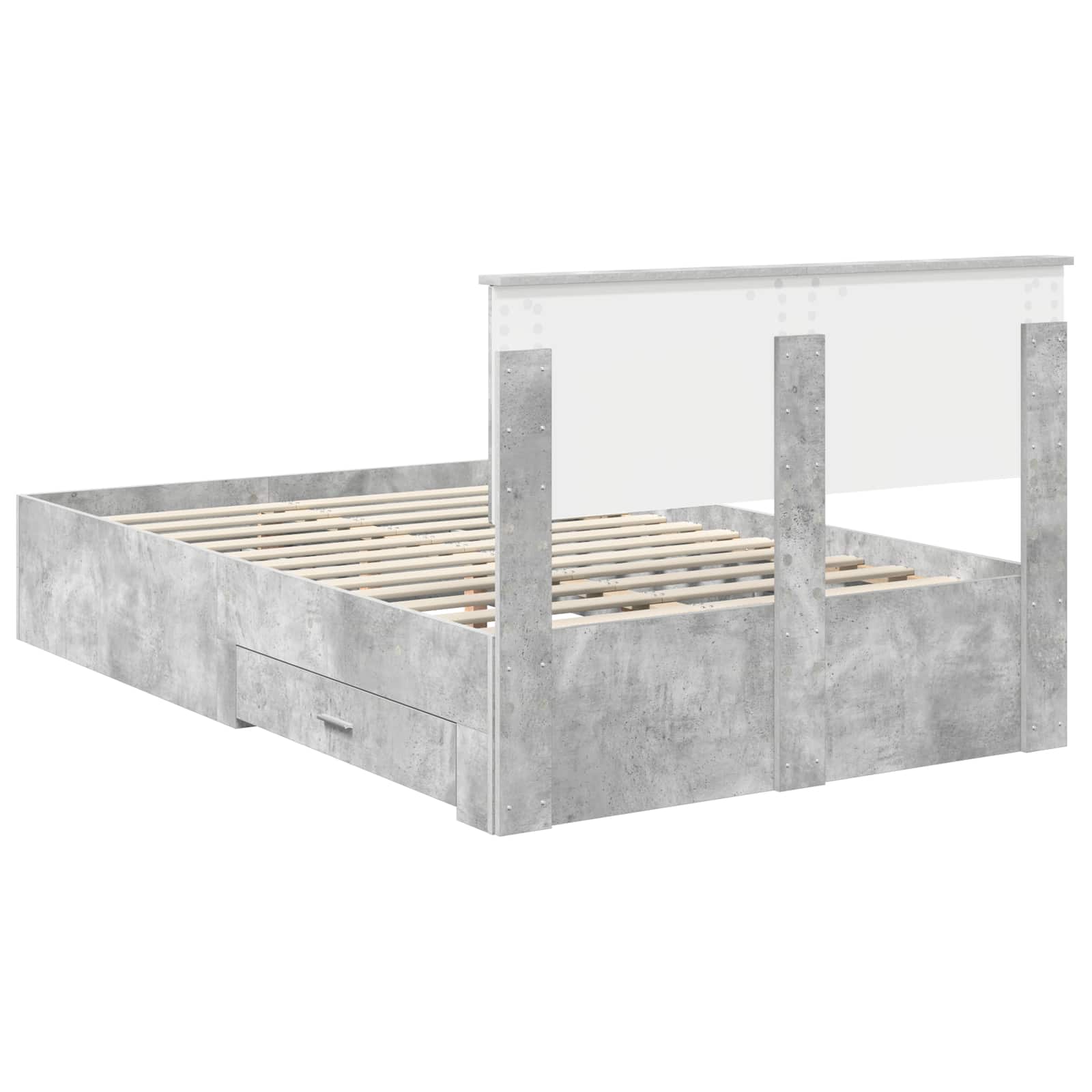 Cadre de lit Gris béton 135 x 190 cm Bois d'ingénierie - XIOS