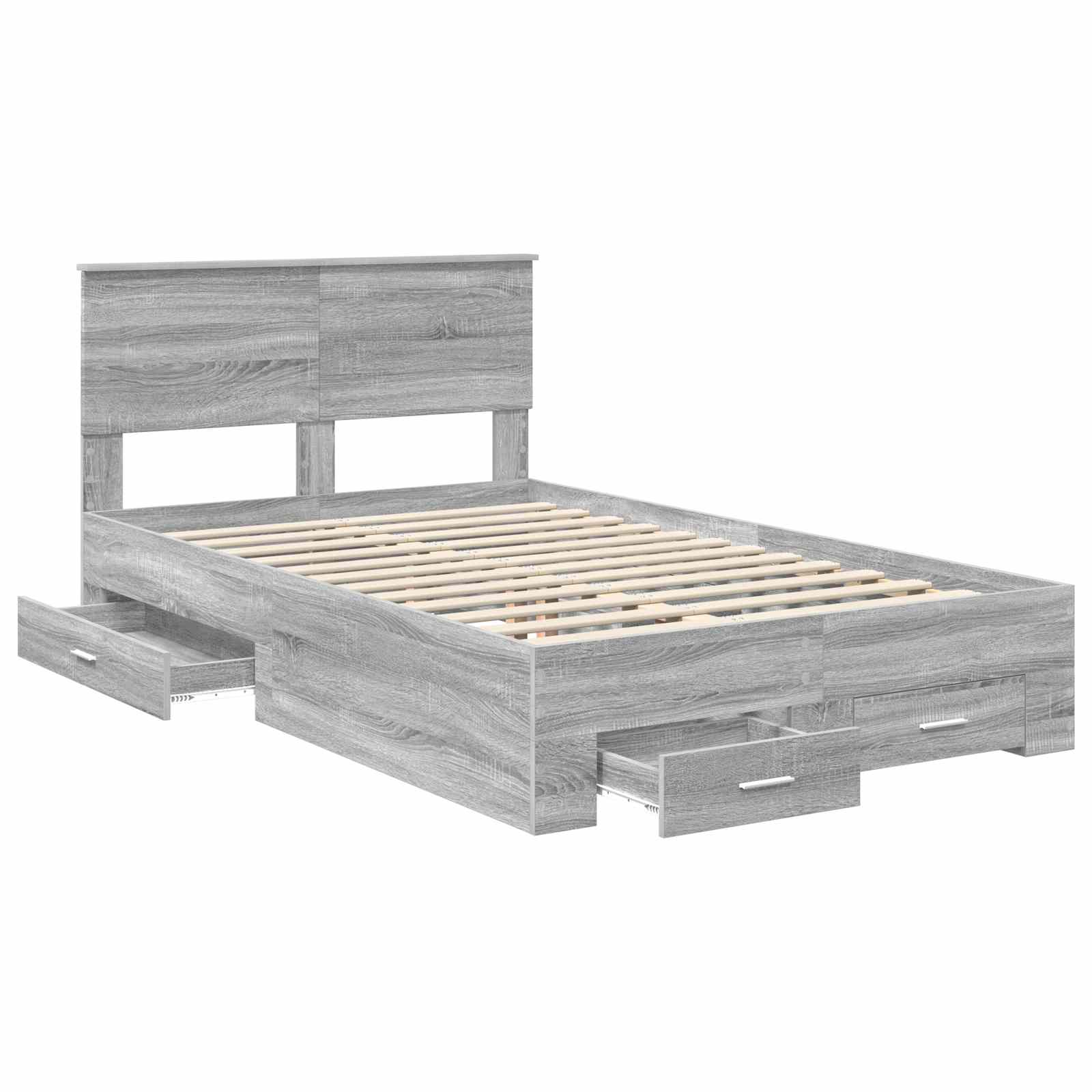 Cadre de lit Gris Sonoma 135 x 190 cm Bois d'ingénierie - XIOS