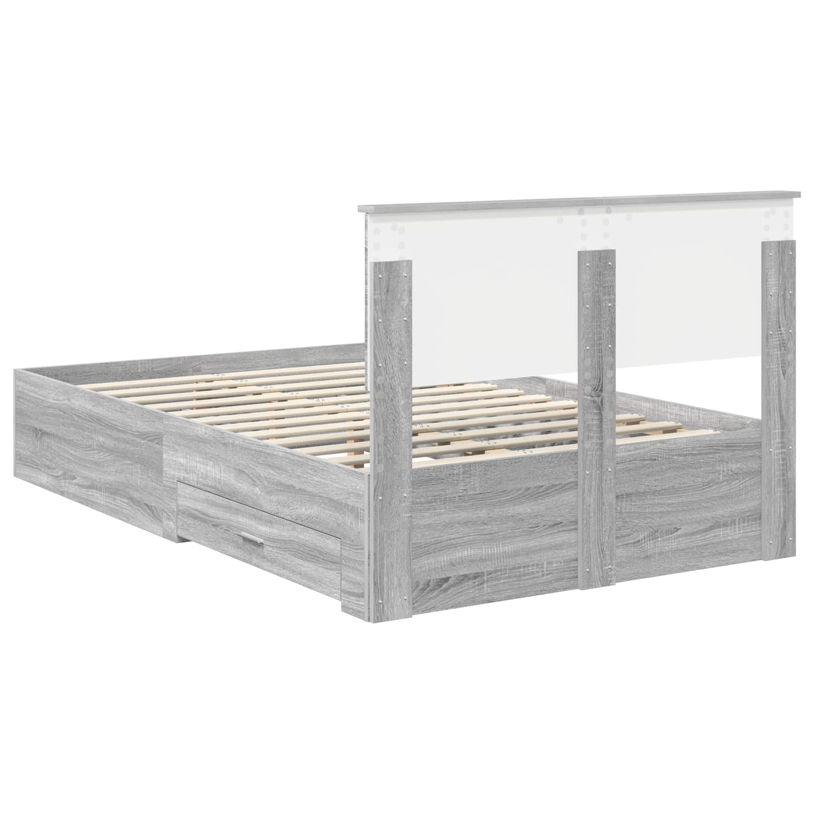 Cadre de lit Gris Sonoma 135 x 190 cm Bois d'ingénierie - XIOS