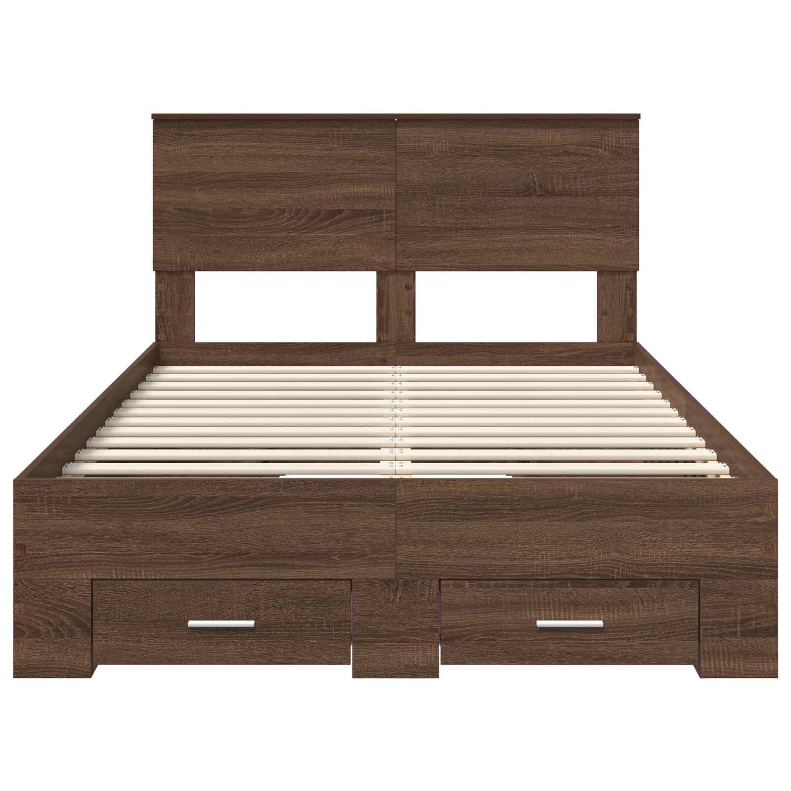 Cadre de lit avec tiroir Chêne Marron et Argent 135 x 190 cm - XIOS