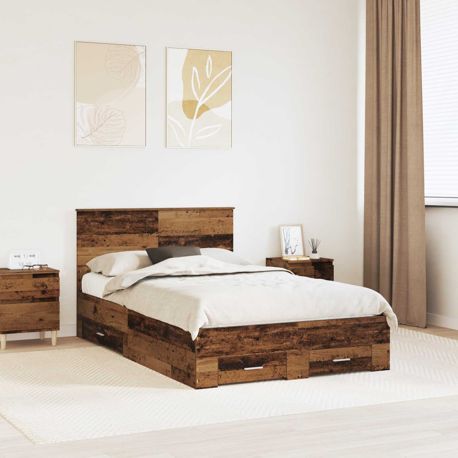 Cadre de lit Bois ancien 120 x 190 cm Bois d'ingénierie - XIOS