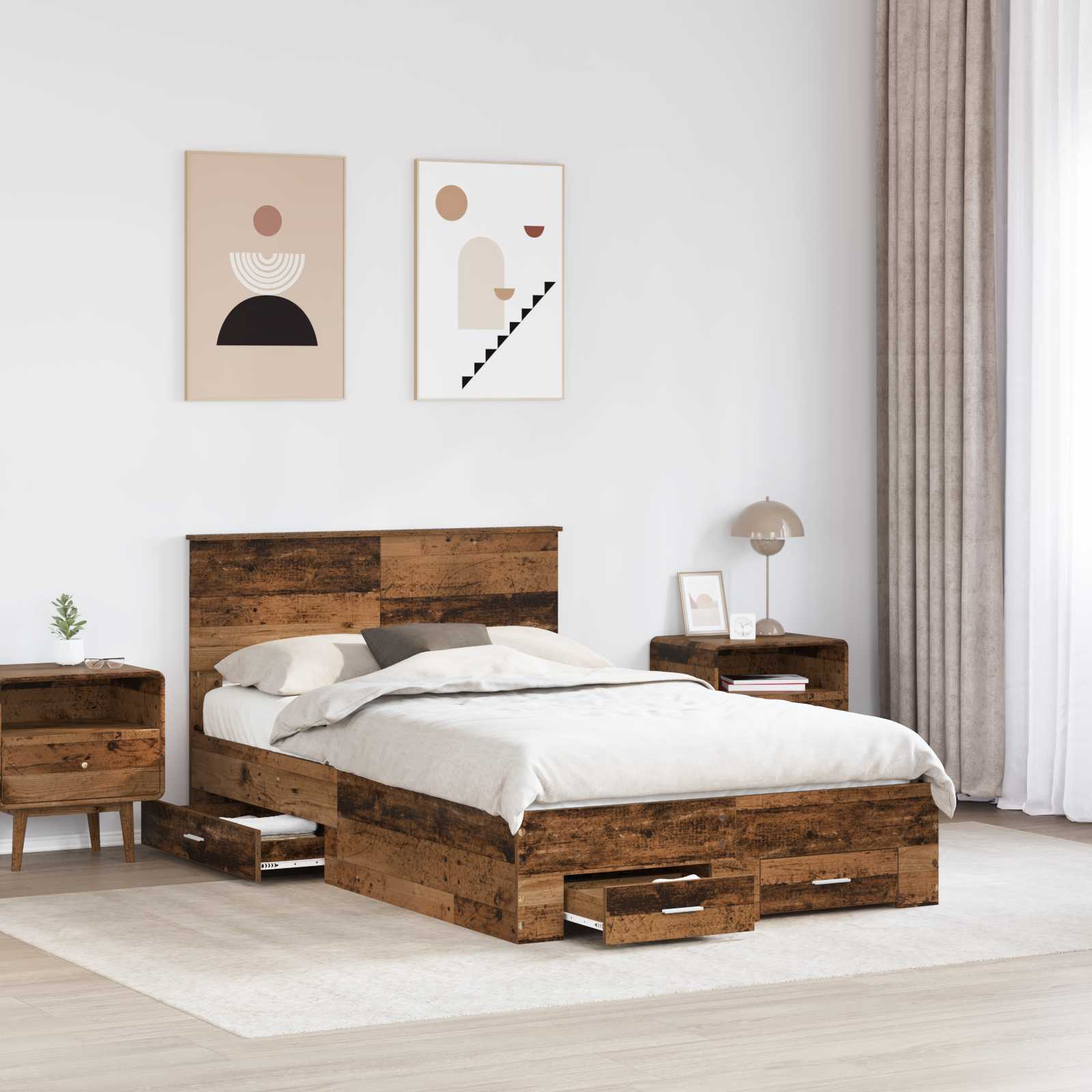 Cadre de lit Bois ancien 120 x 190 cm Bois d'ingénierie - XIOS