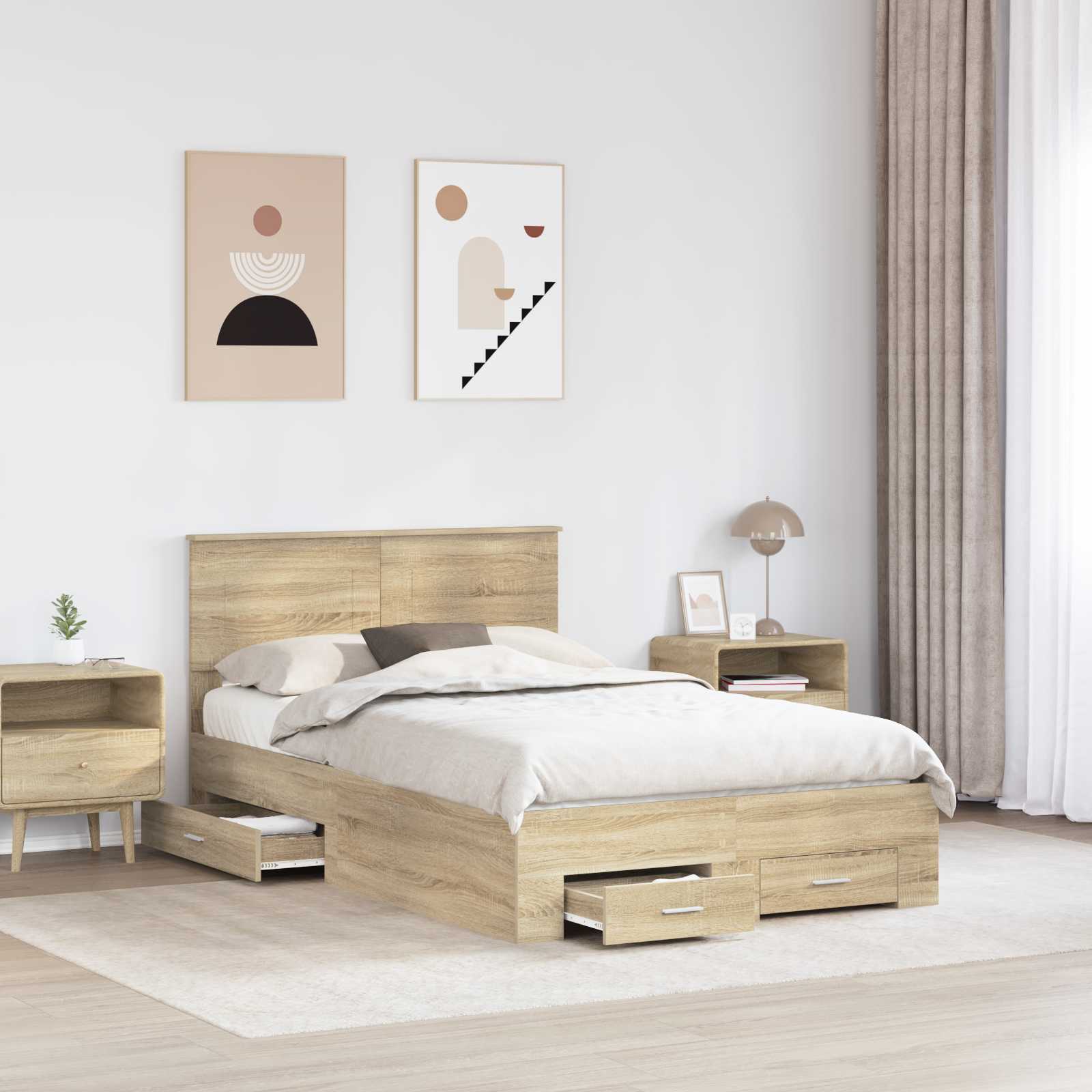 Cadre de lit Chêne Sonoma 120 x 200 cm Bois d'ingénierie - XIOS