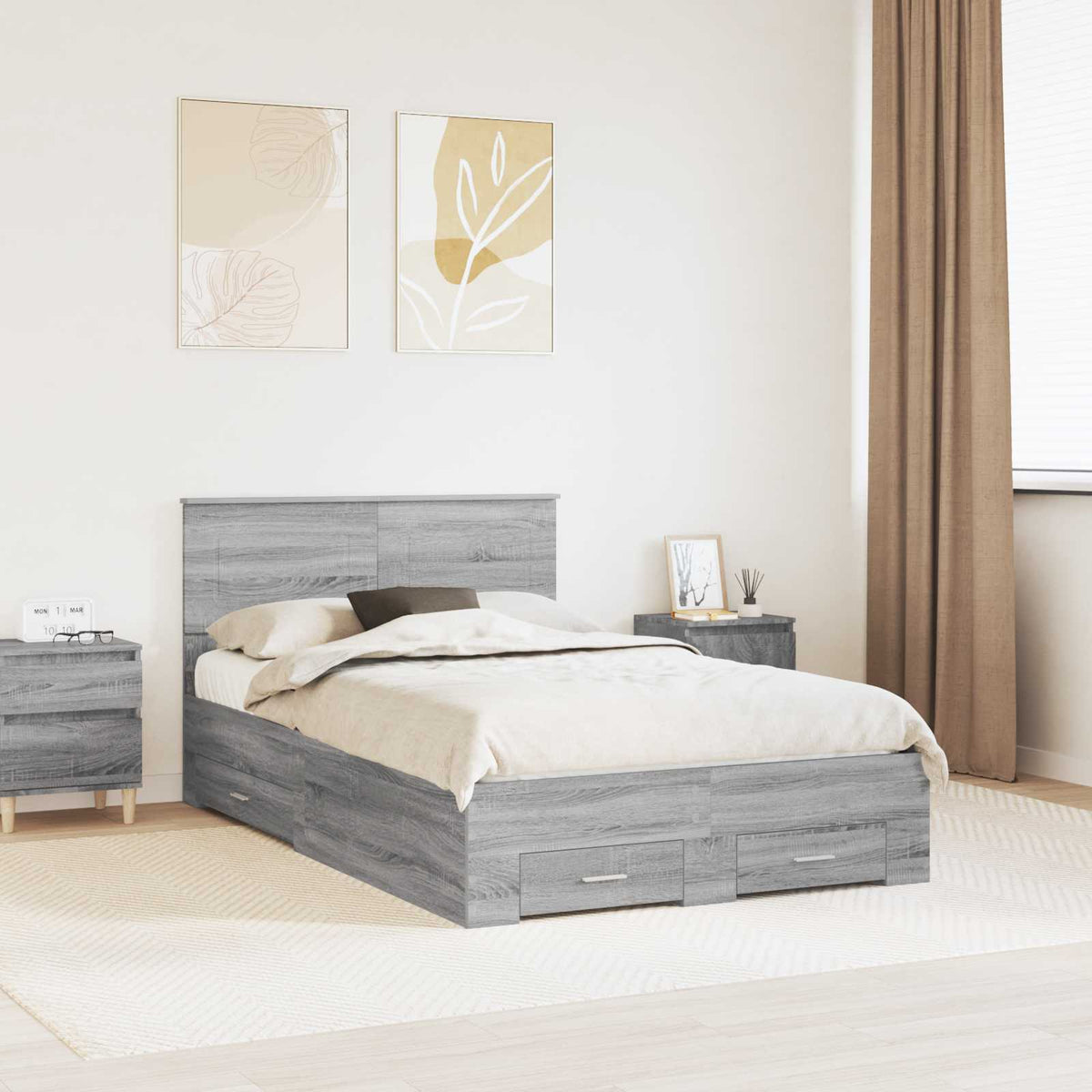 Cadre de lit Sonoma gris 120 x 200 cm Bois d'ingénierie