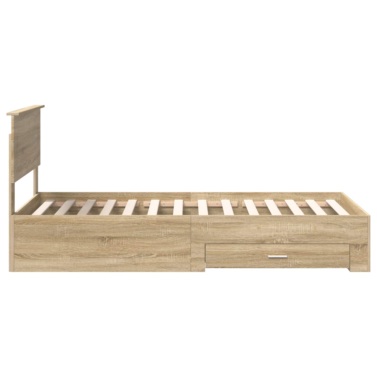Cadre de lit avec tiroir Sonoma Chêne et Argent 75 x 190 cm - XIOS