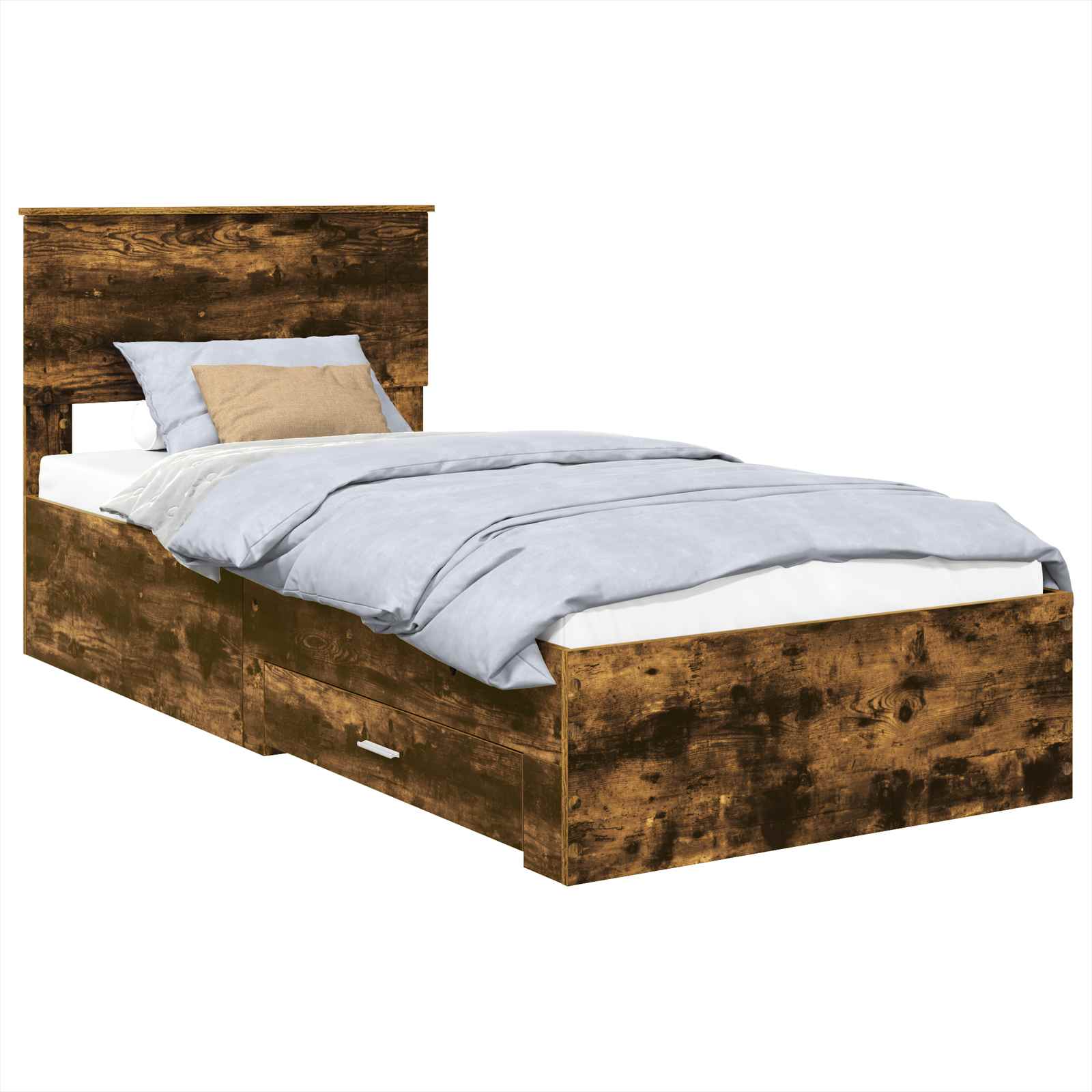 Cadre de lit Chêne Fumé et Argent 75 x 190 cm Bois d'ingénierie - XIOS