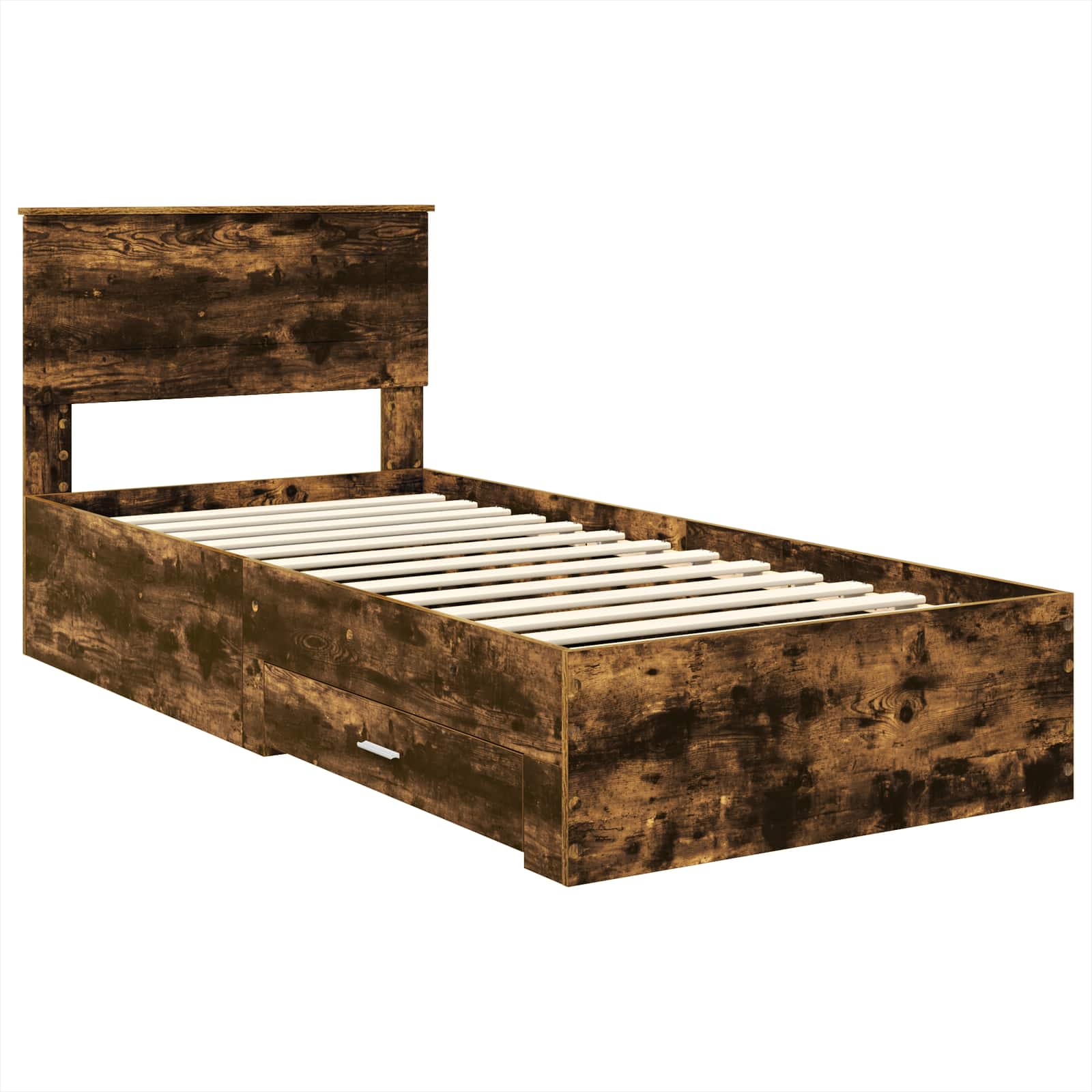 Cadre de lit Chêne Fumé et Argent 75 x 190 cm Bois d'ingénierie - XIOS