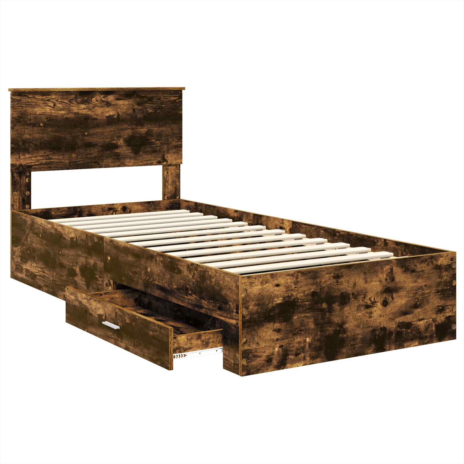 Cadre de lit Chêne Fumé et Argent 75 x 190 cm Bois d'ingénierie - XIOS