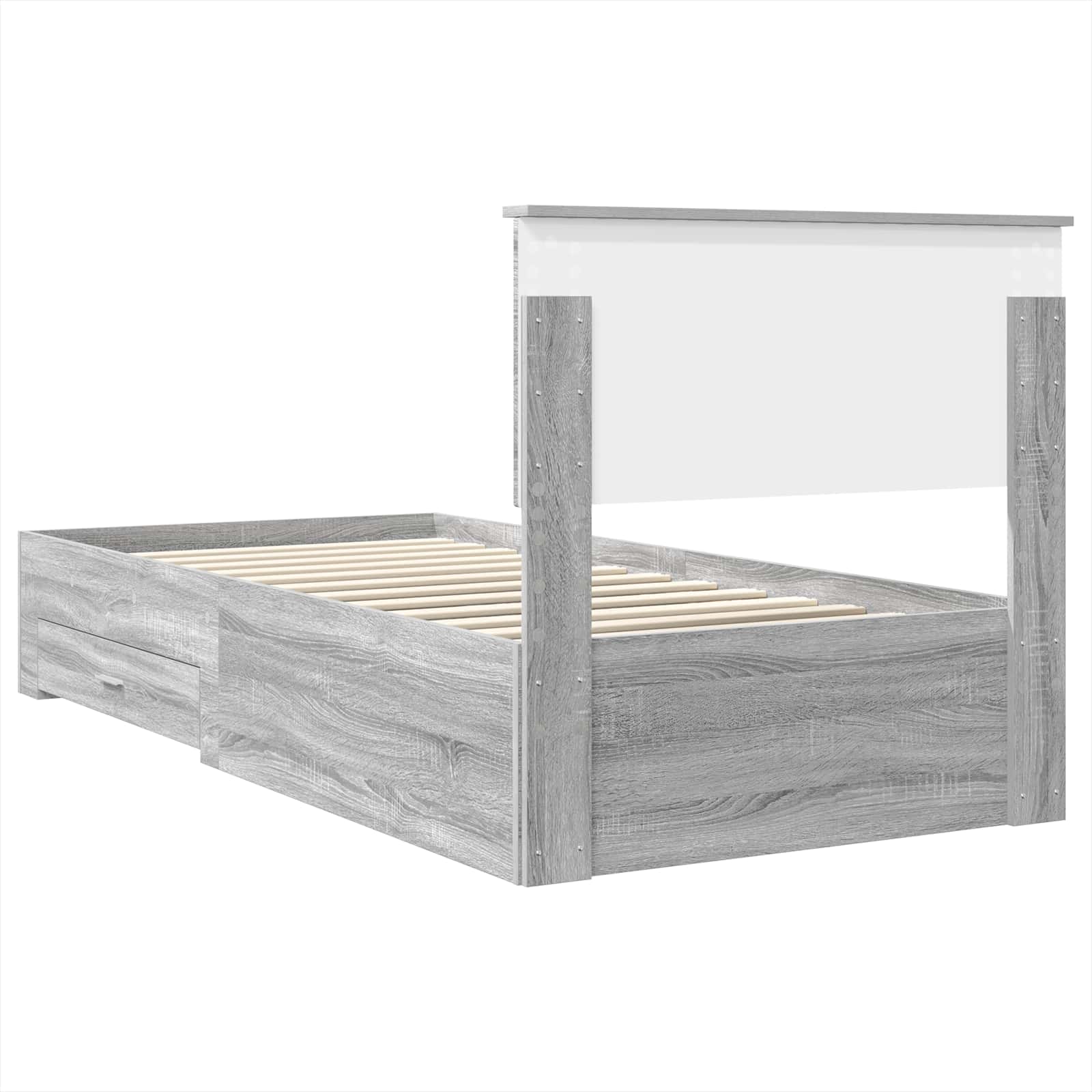 Cadre de lit avec tête de lit Sonoma Gris et Argent 75 x 190 cm - XIOS