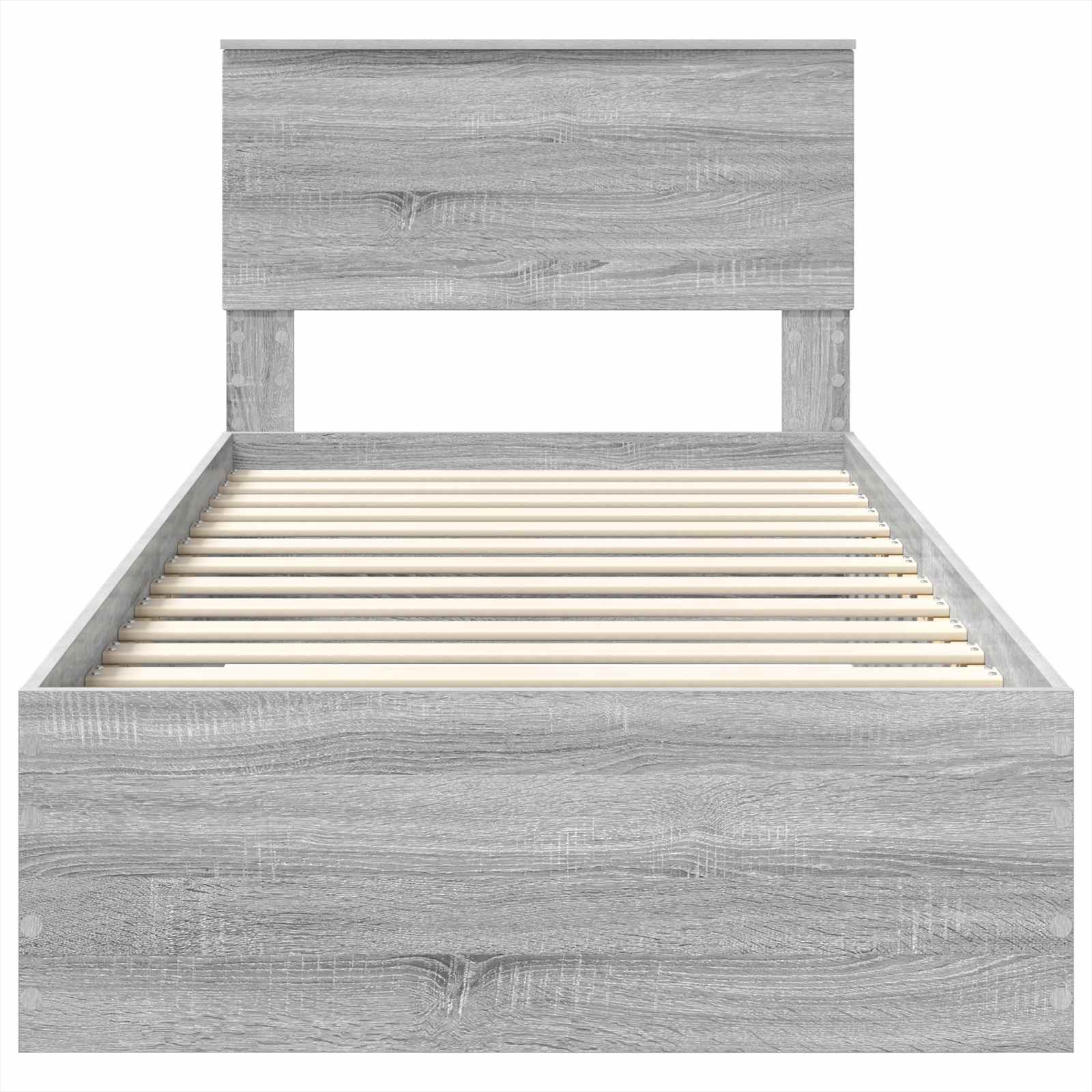 Cadre de lit avec tête de lit Sonoma Gris et Argent 75 x 190 cm - XIOS