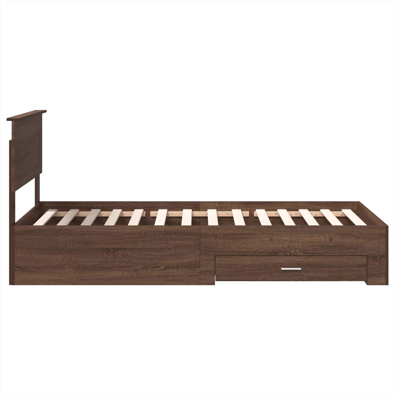 Cadre de lit avec tiroir Chêne Marron et Argent 75 x 190 cm - XIOS