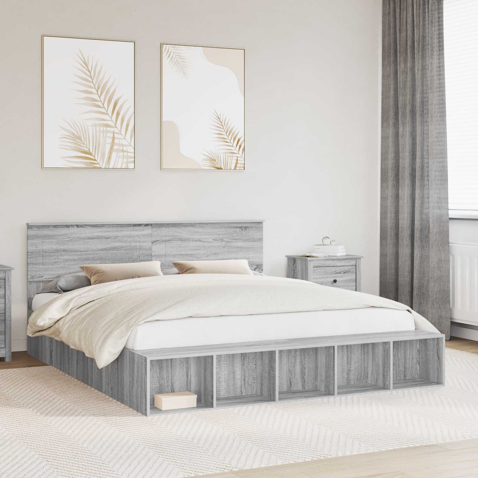 Cadre de lit Gris Sonoma 200 x 200 cm Bois d'ingénierie - XIOS
