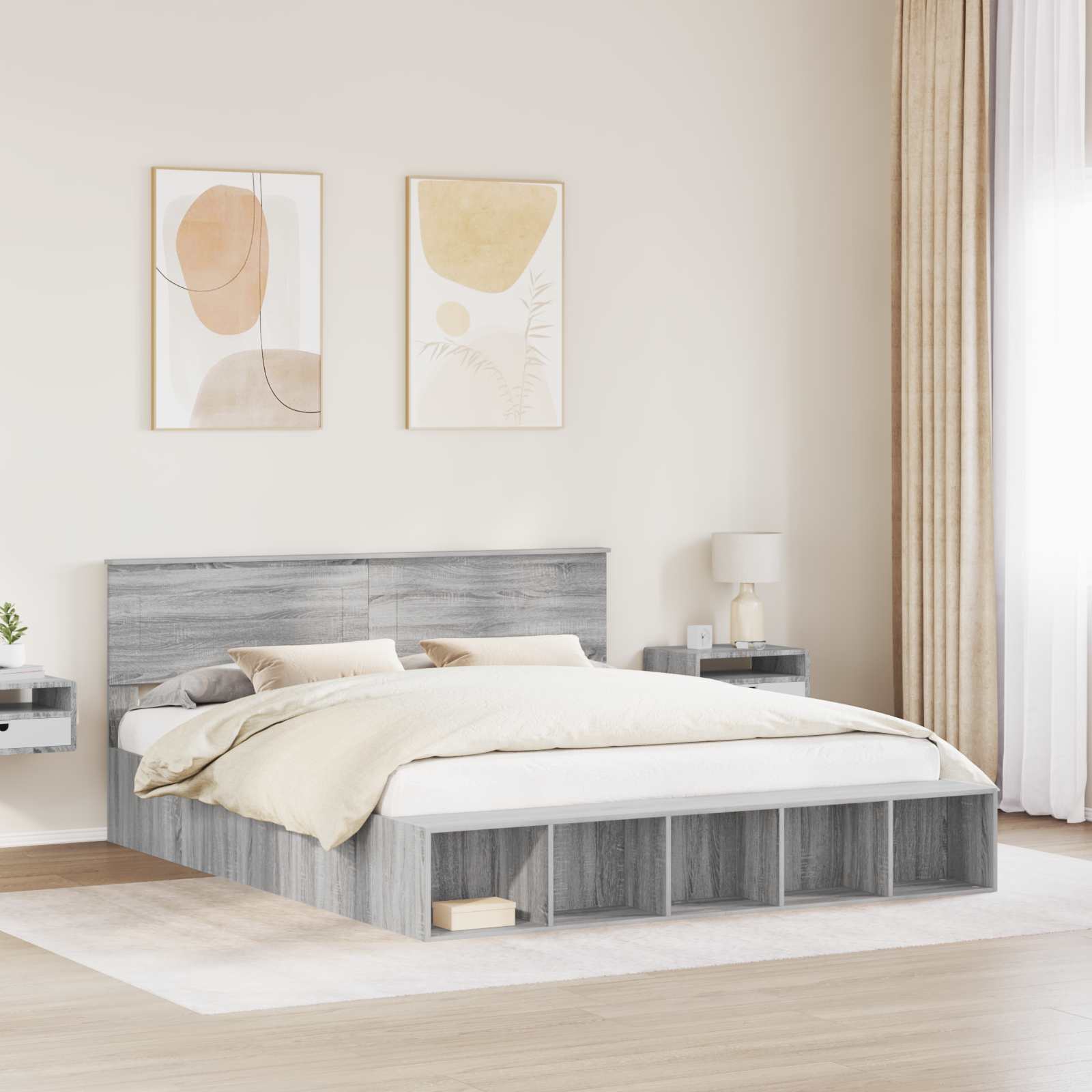 Cadre de lit Gris Sonoma 200 x 200 cm Bois d'ingénierie - XIOS