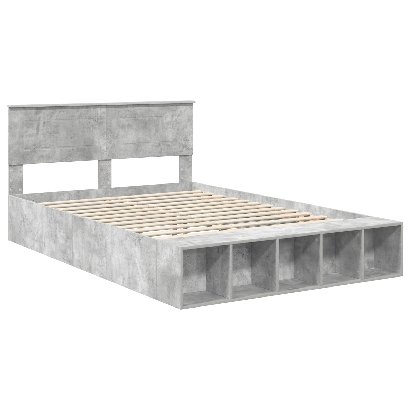 Cadre de lit Gris béton 150 x 200 cm Bois d'ingénierie - XIOS
