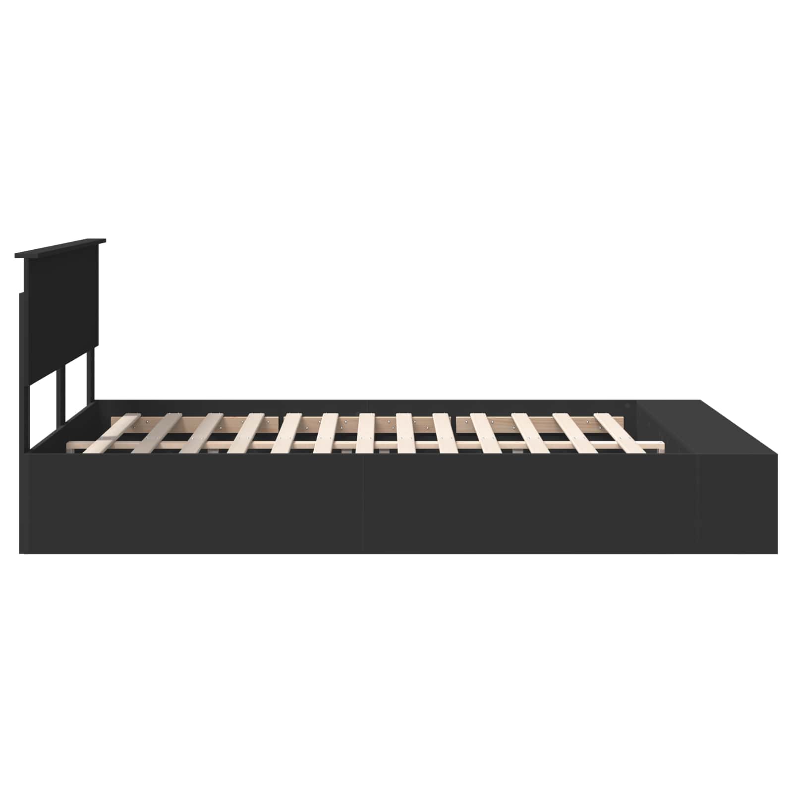 Cadre de lit avec étagère Noir 140 x 200 cm Bois d'ingénierie - XIOS