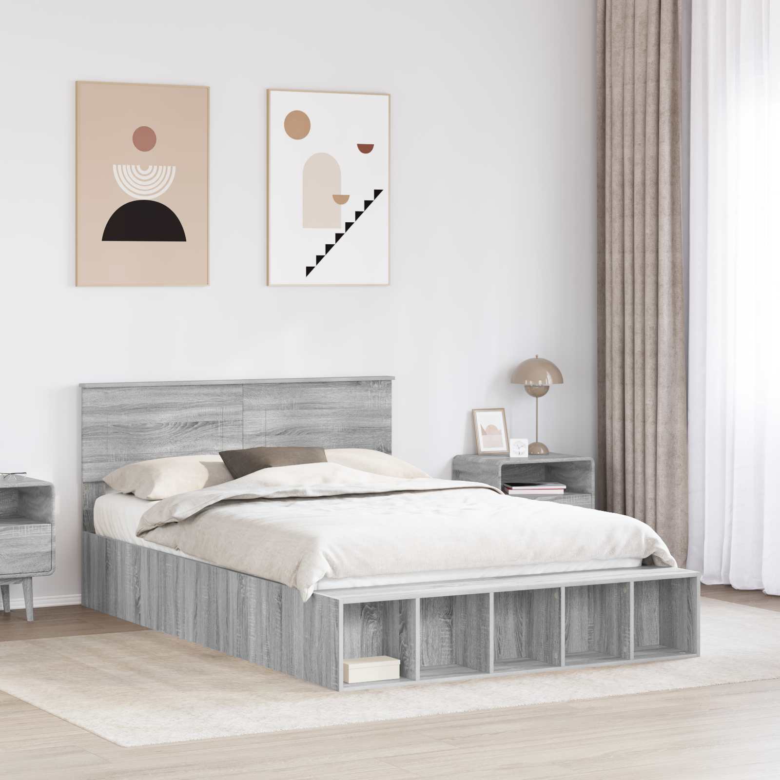Cadre de lit Gris Sonoma 140 x 200 cm Bois d'ingénierie - XIOS