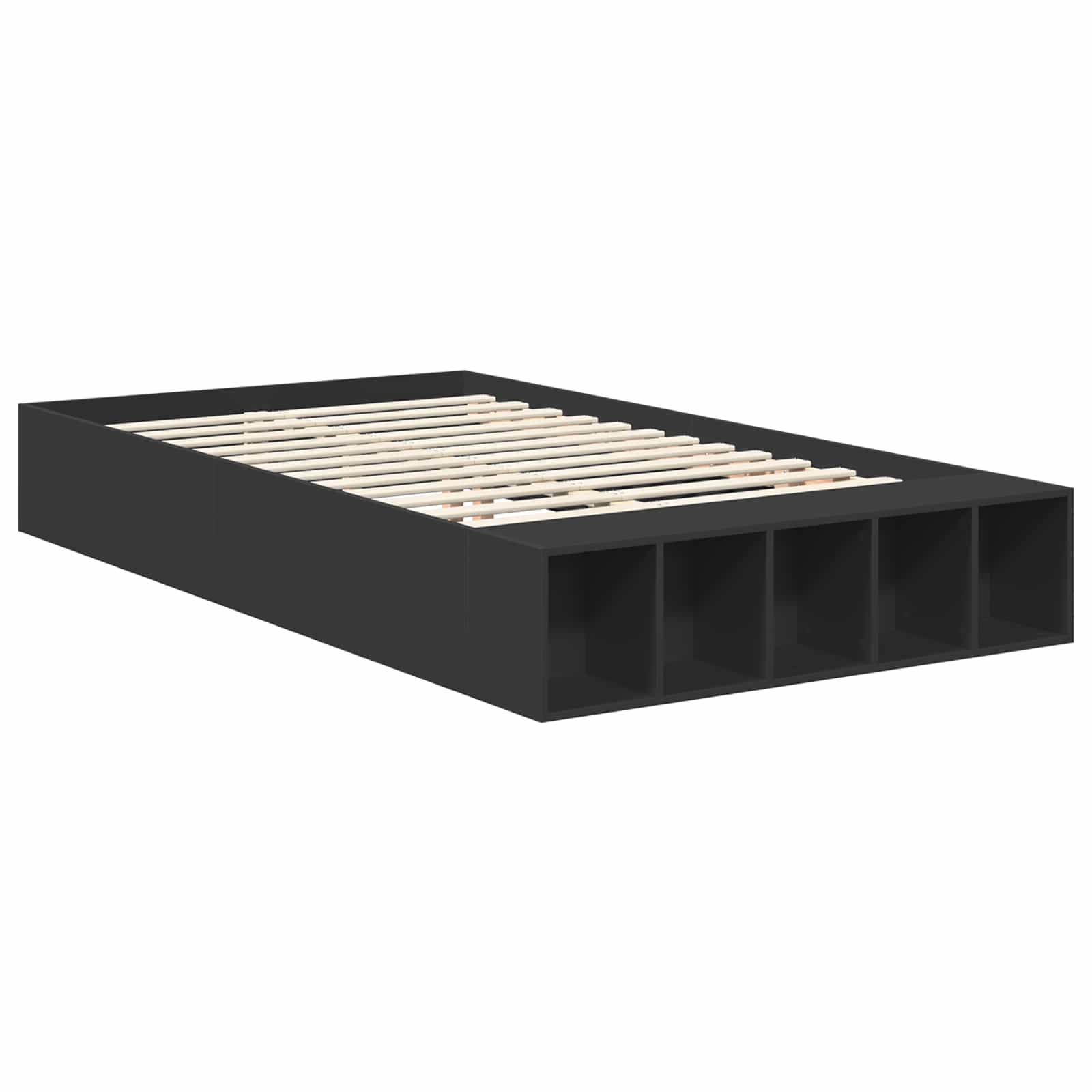 Cadre de lit avec étagère Noir 135 x 190 cm Bois d'ingénierie - XIOS