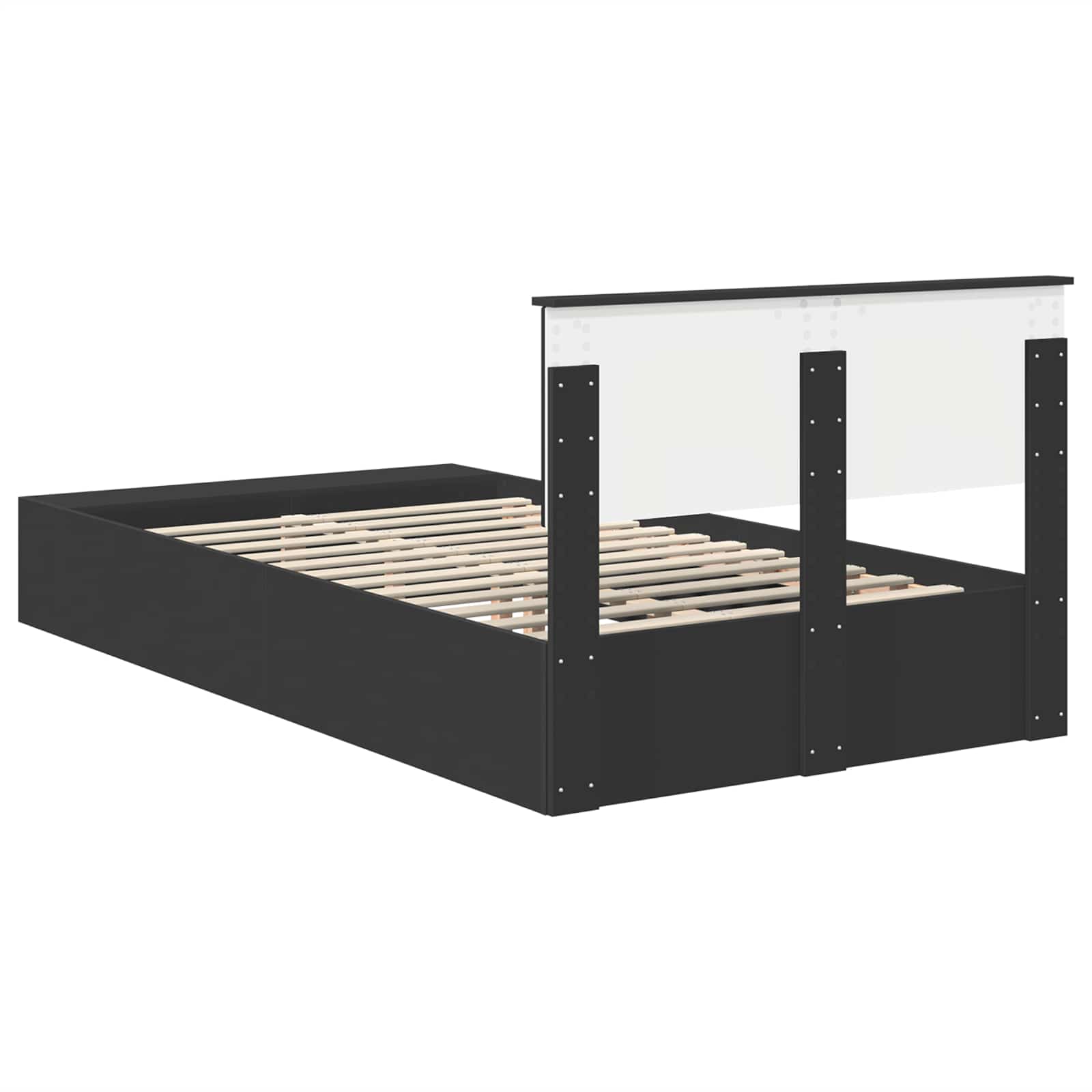 Cadre de lit avec étagère Noir 135 x 190 cm Bois d'ingénierie - XIOS