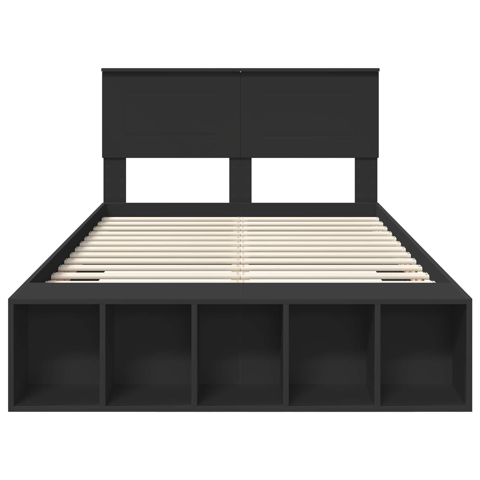 Cadre de lit avec étagère Noir 135 x 190 cm Bois d'ingénierie - XIOS