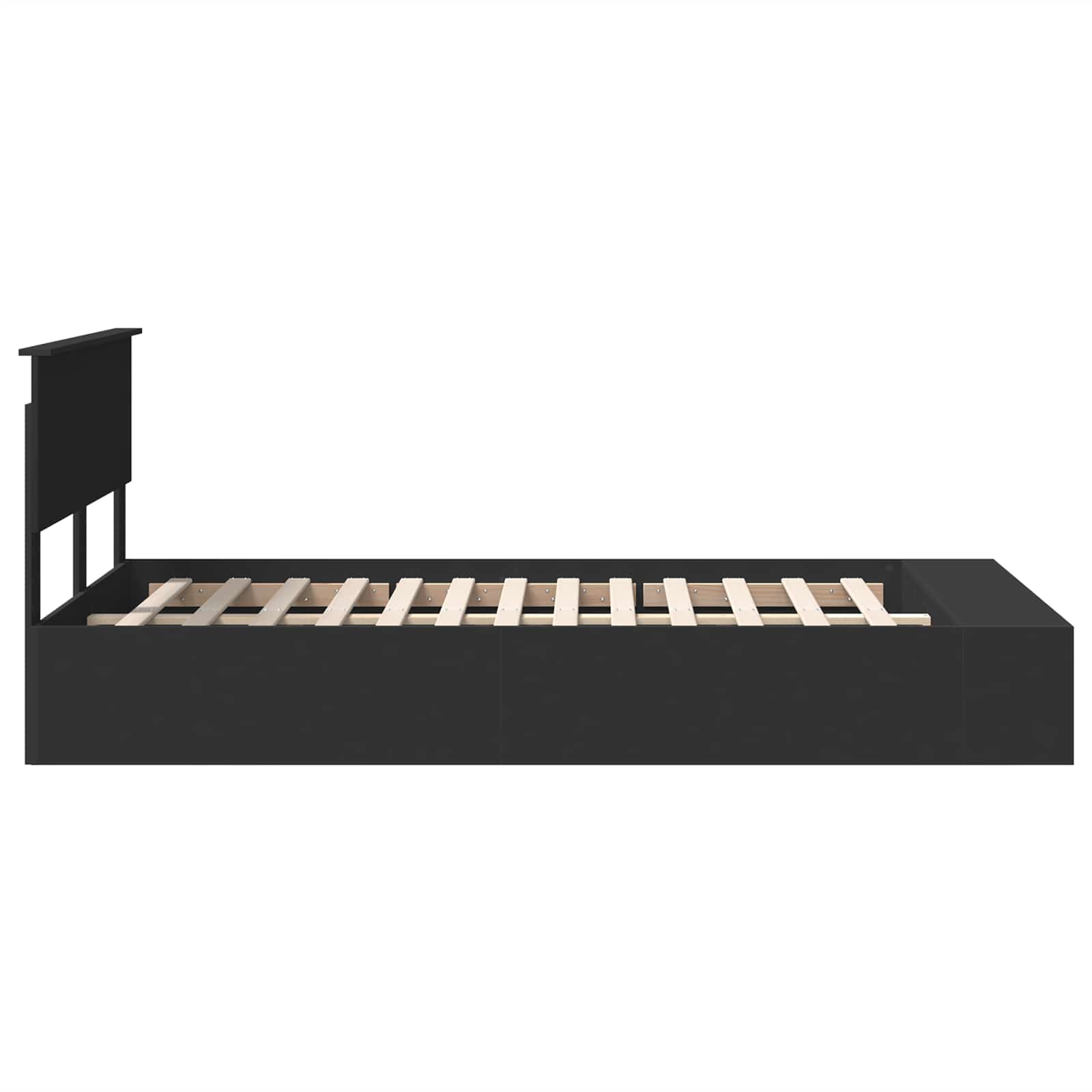 Cadre de lit avec étagère Noir 135 x 190 cm Bois d'ingénierie - XIOS