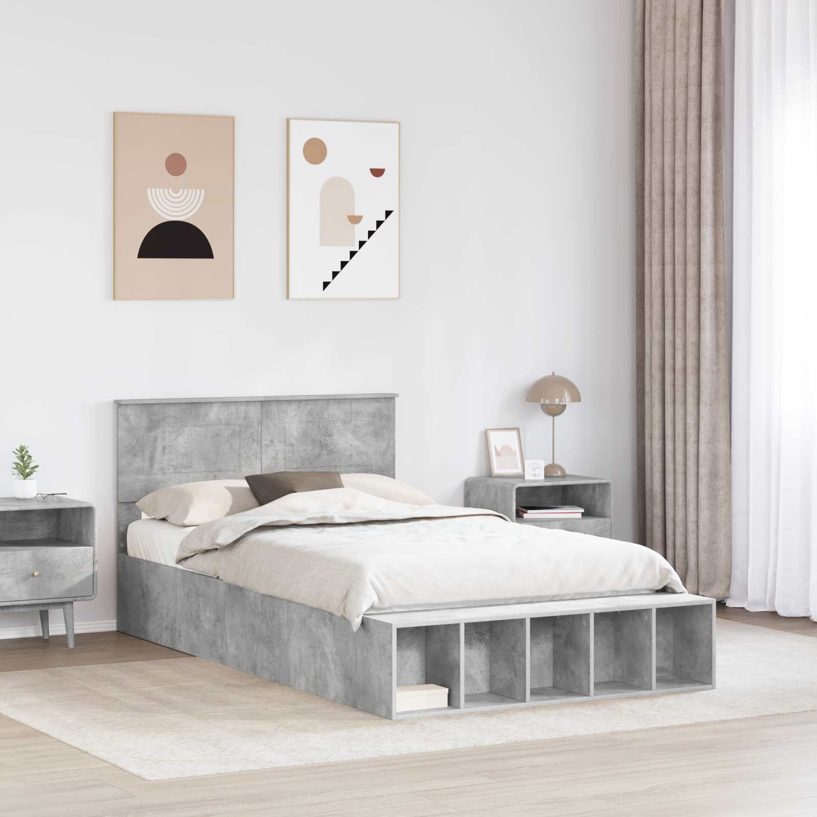 Cadre de lit Gris béton 120 x 190 cm Bois d'ingénierie - XIOS