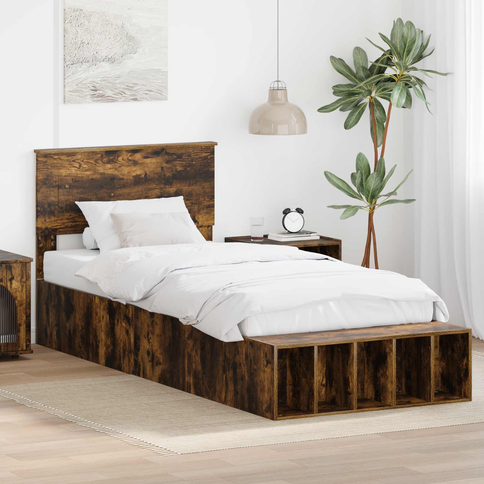 Cadre de lit Chêne fumé 100 x 200 cm Bois d'ingénierie - XIOS